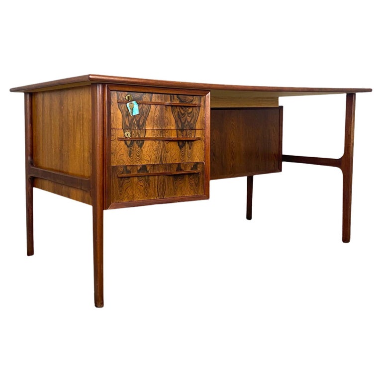 Vintage Rosewood Desk with Bookcase and Bar For Sale at 1stDibs