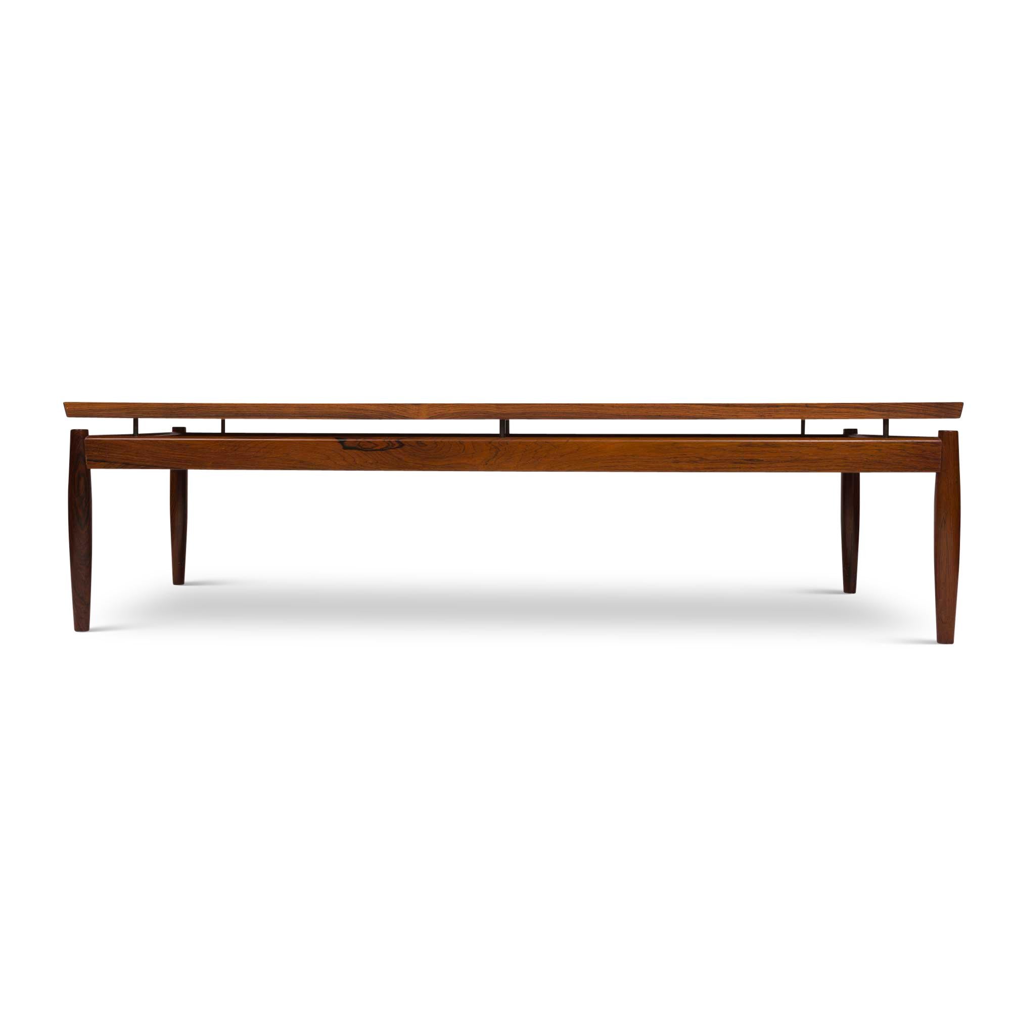 Vintage Rosewood Floating Top Coffee Table by Grete Jalk for France & Søn Denmar For Sale 4
