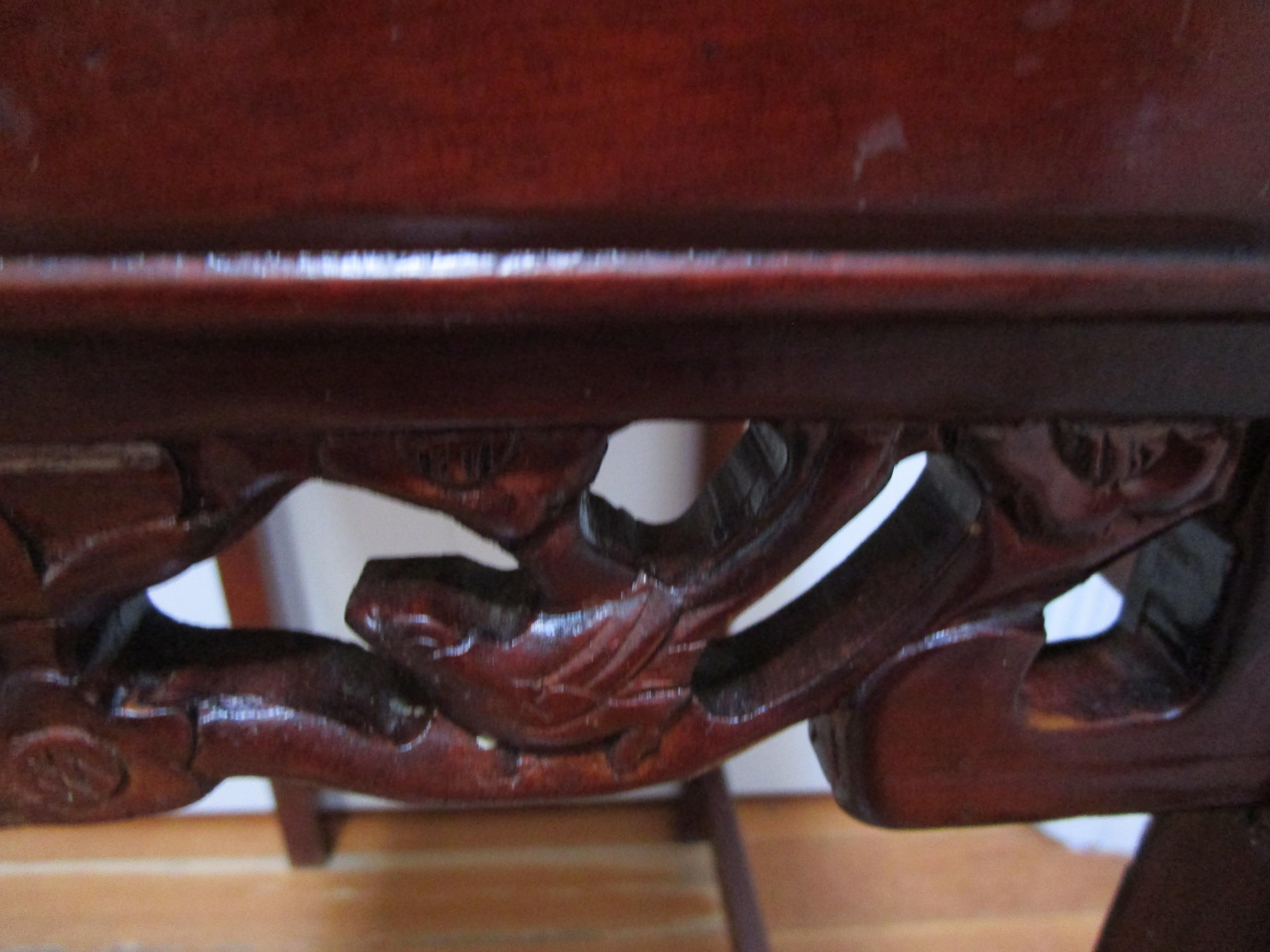 Hand-Carved Vintage Rosewood Hand Carved Table with Marble Top For Sale