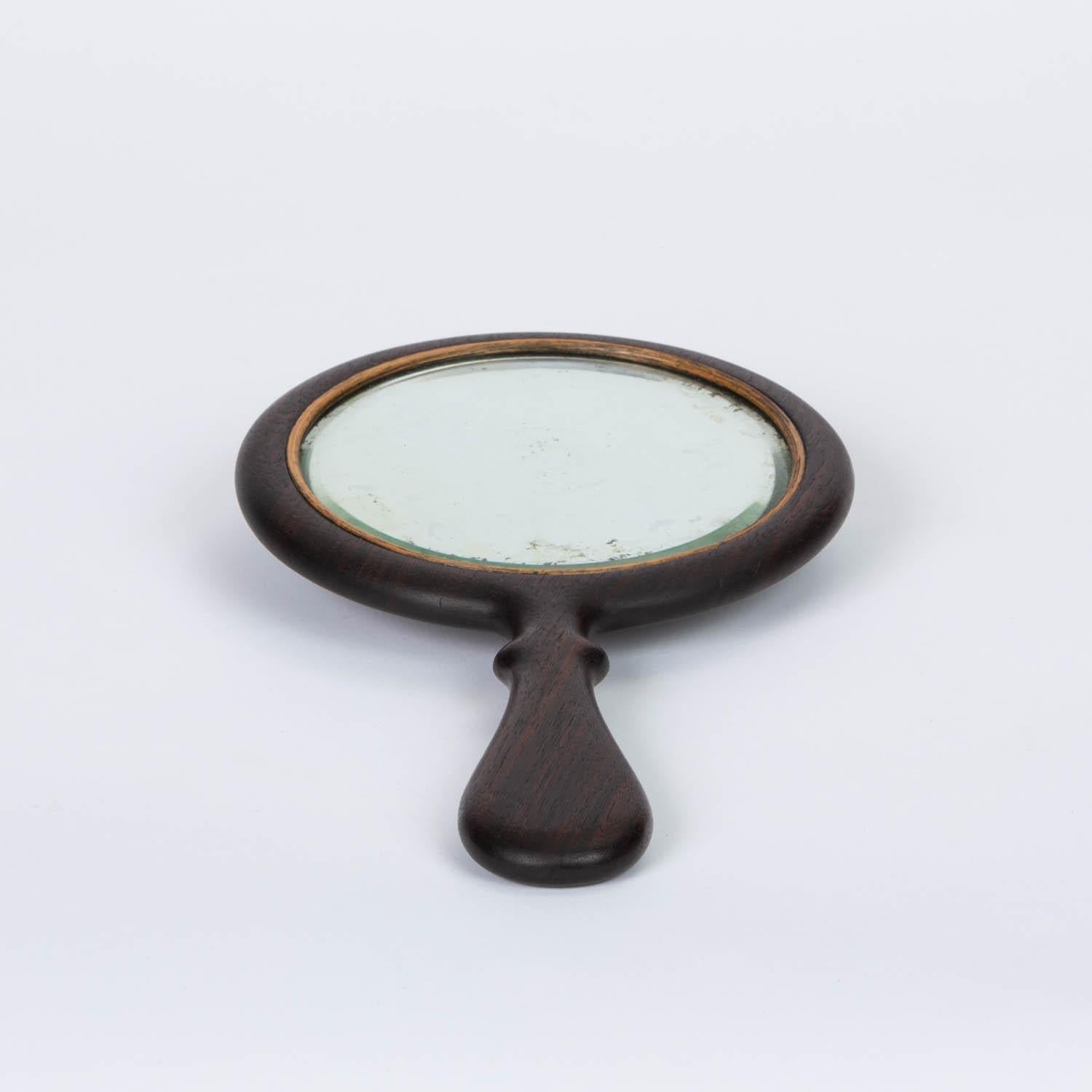 Vintage Rosewood Hand Mirror In Excellent Condition In Los Angeles, CA