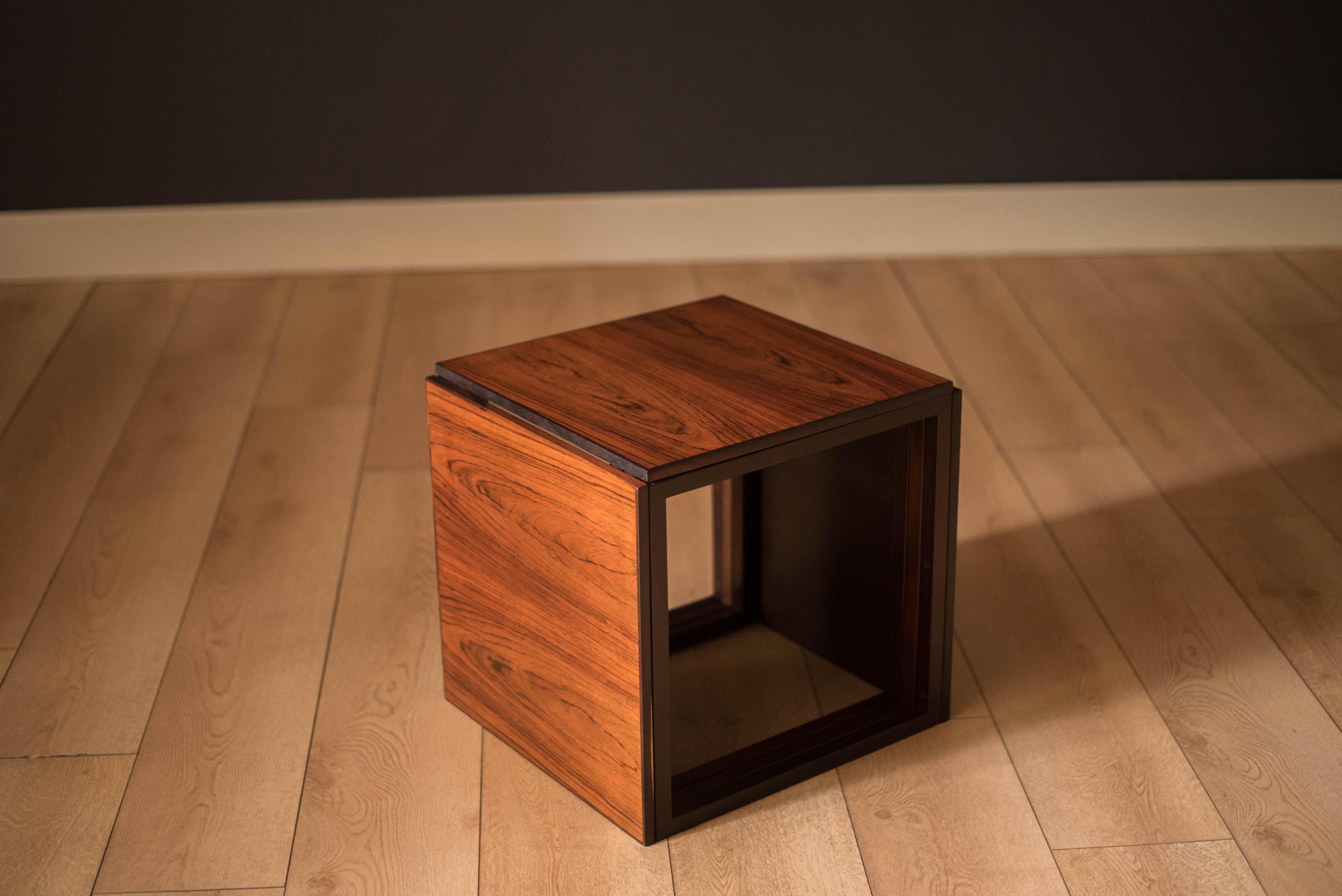 Danish Vintage Rosewood Kai Kristiansen Nesting Cube End Tables For Sale