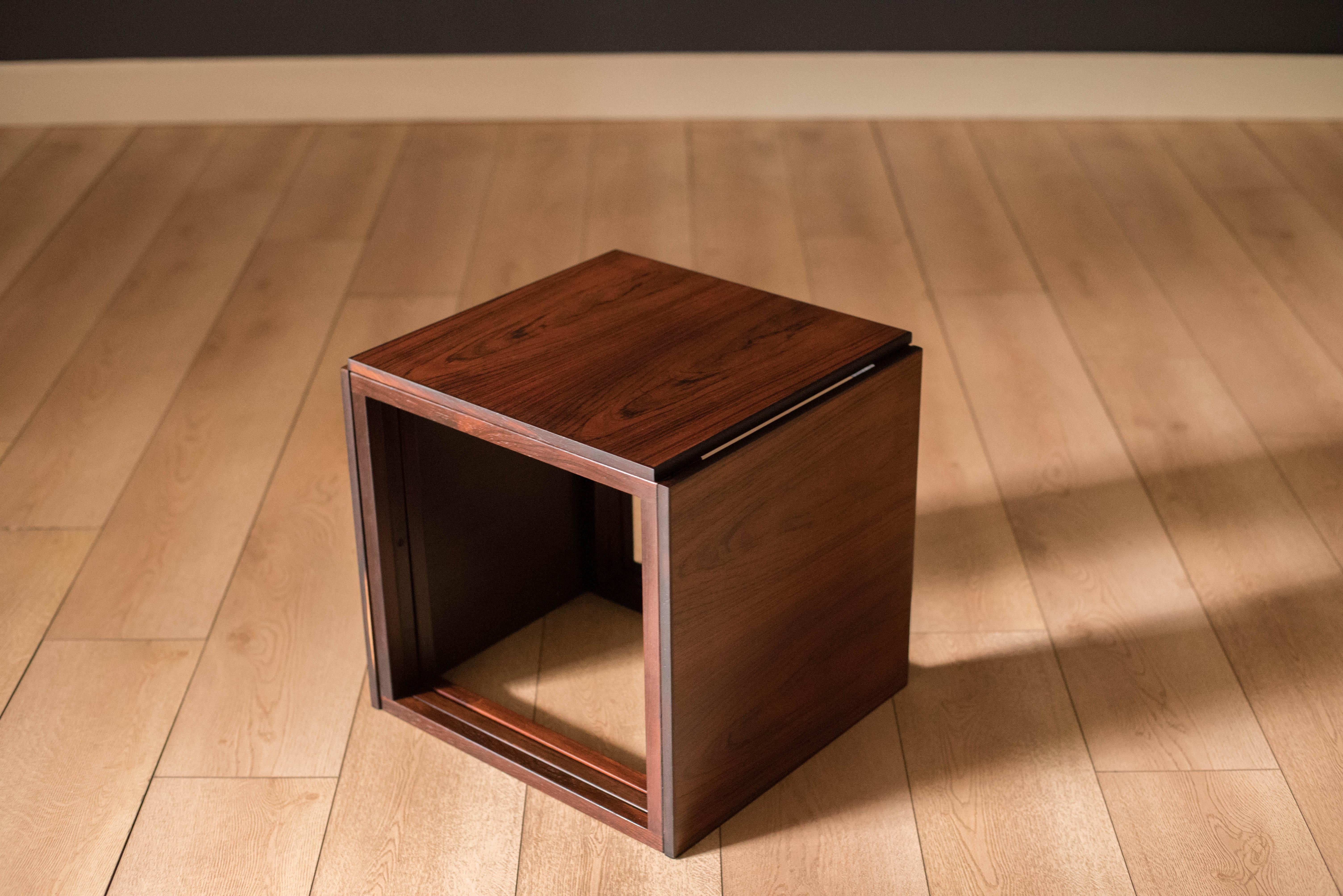 Vintage Rosewood Kai Kristiansen Nesting Cube End Tables For Sale 1