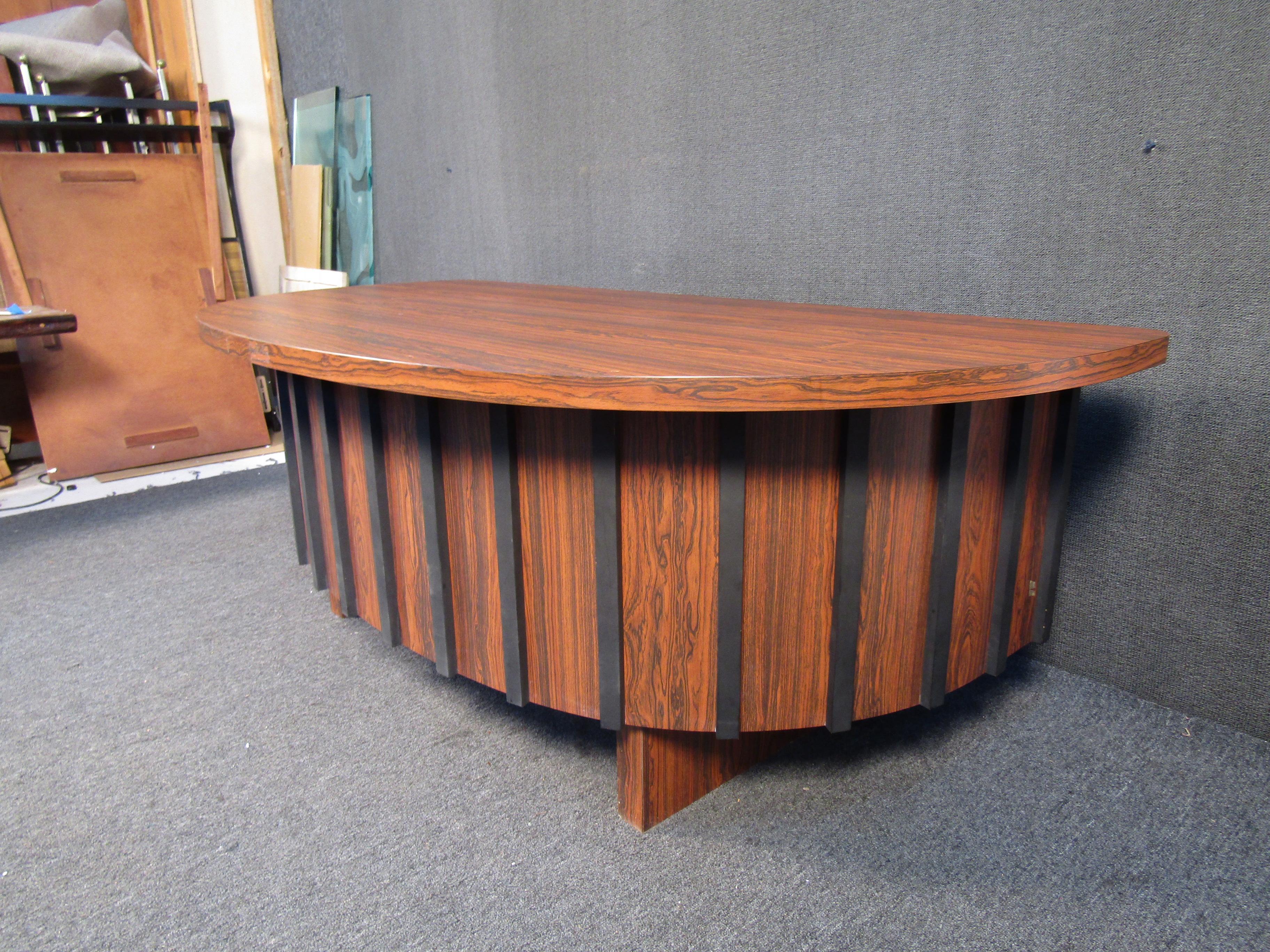 Vintage Rosewood Laminate Secretary Desk For Sale 8