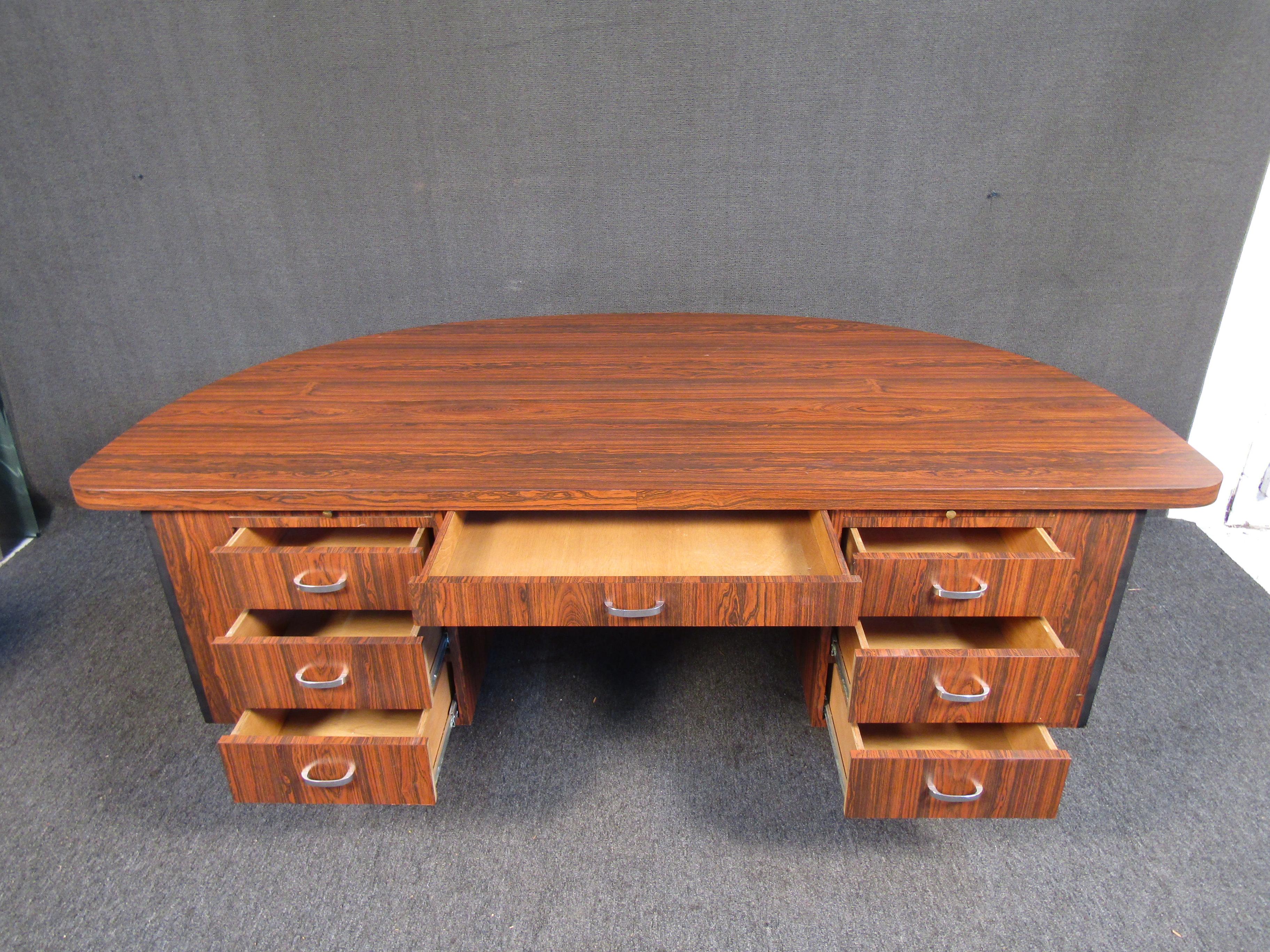 Mid-Century Modern Vintage Rosewood Laminate Secretary Desk For Sale