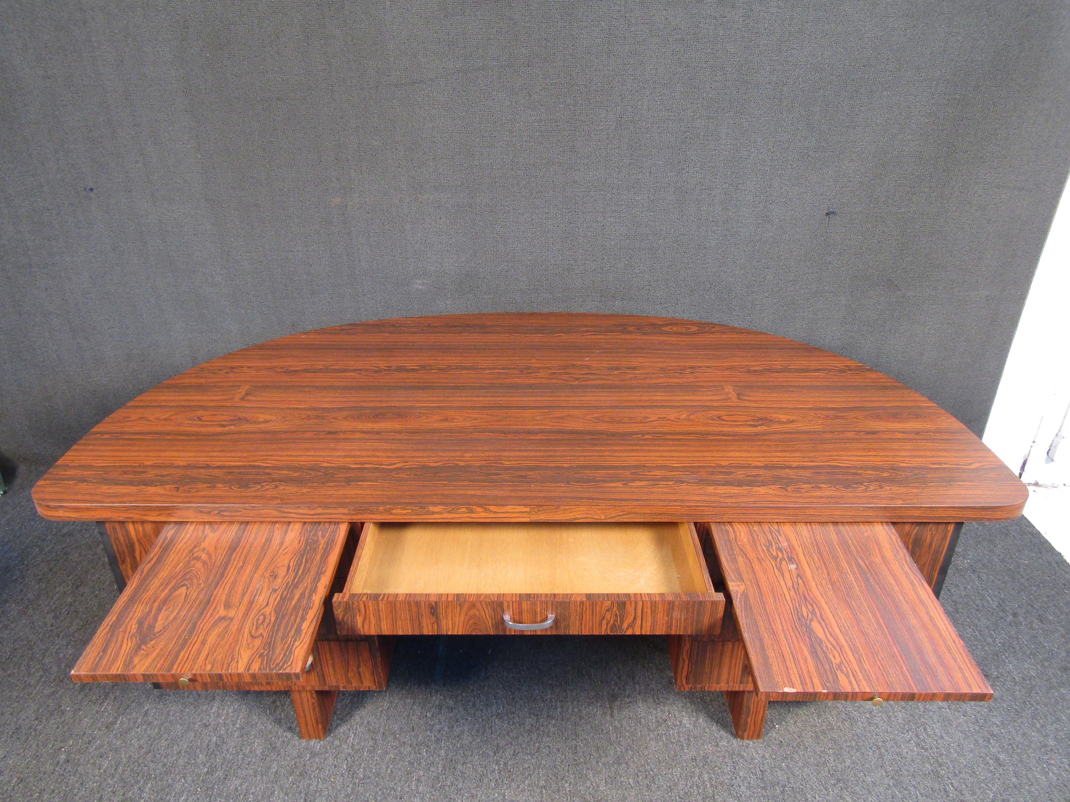 Late 20th Century Vintage Rosewood Laminate Secretary Desk For Sale