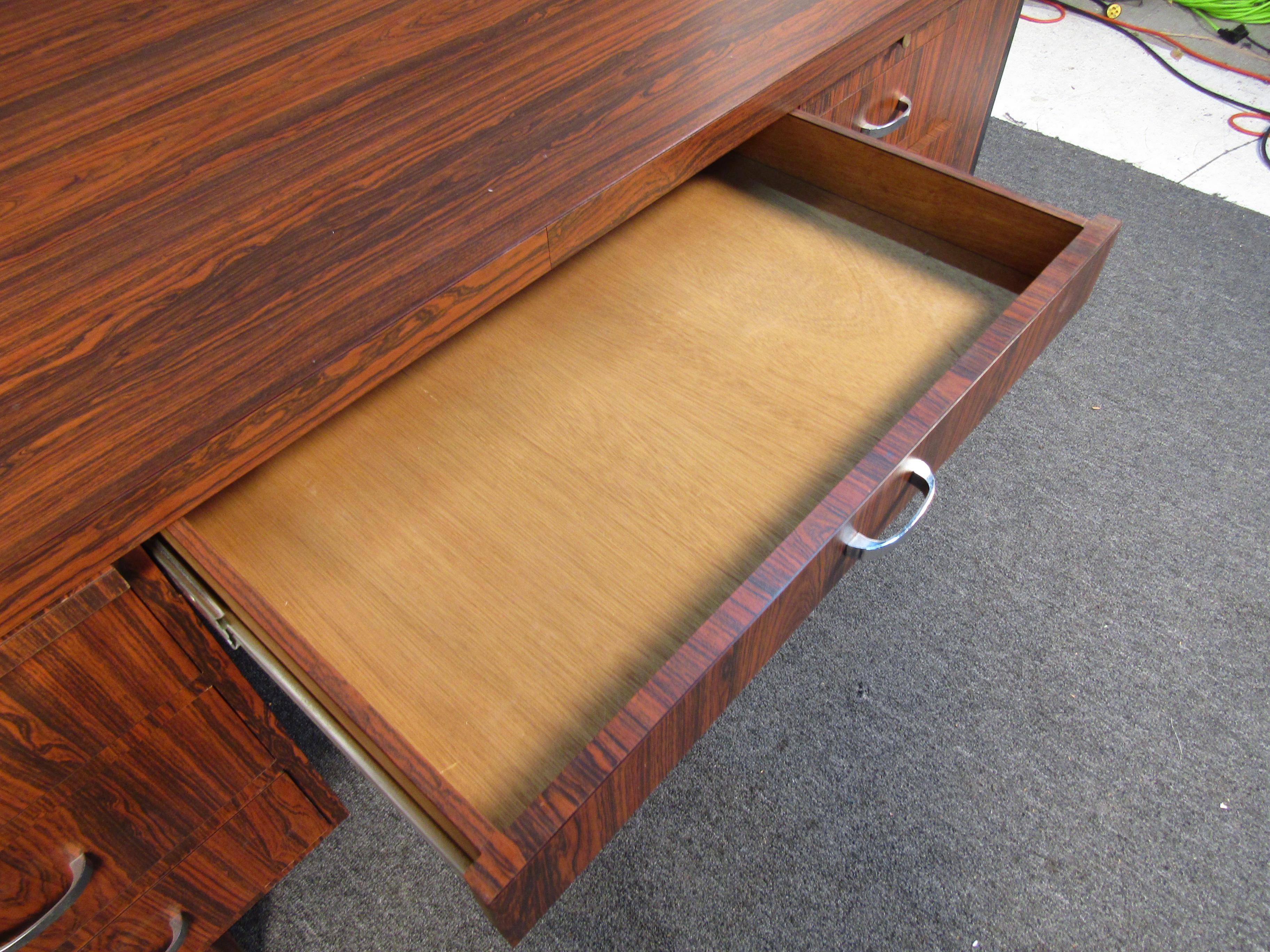 Vintage Rosewood Laminate Secretary Desk For Sale 1