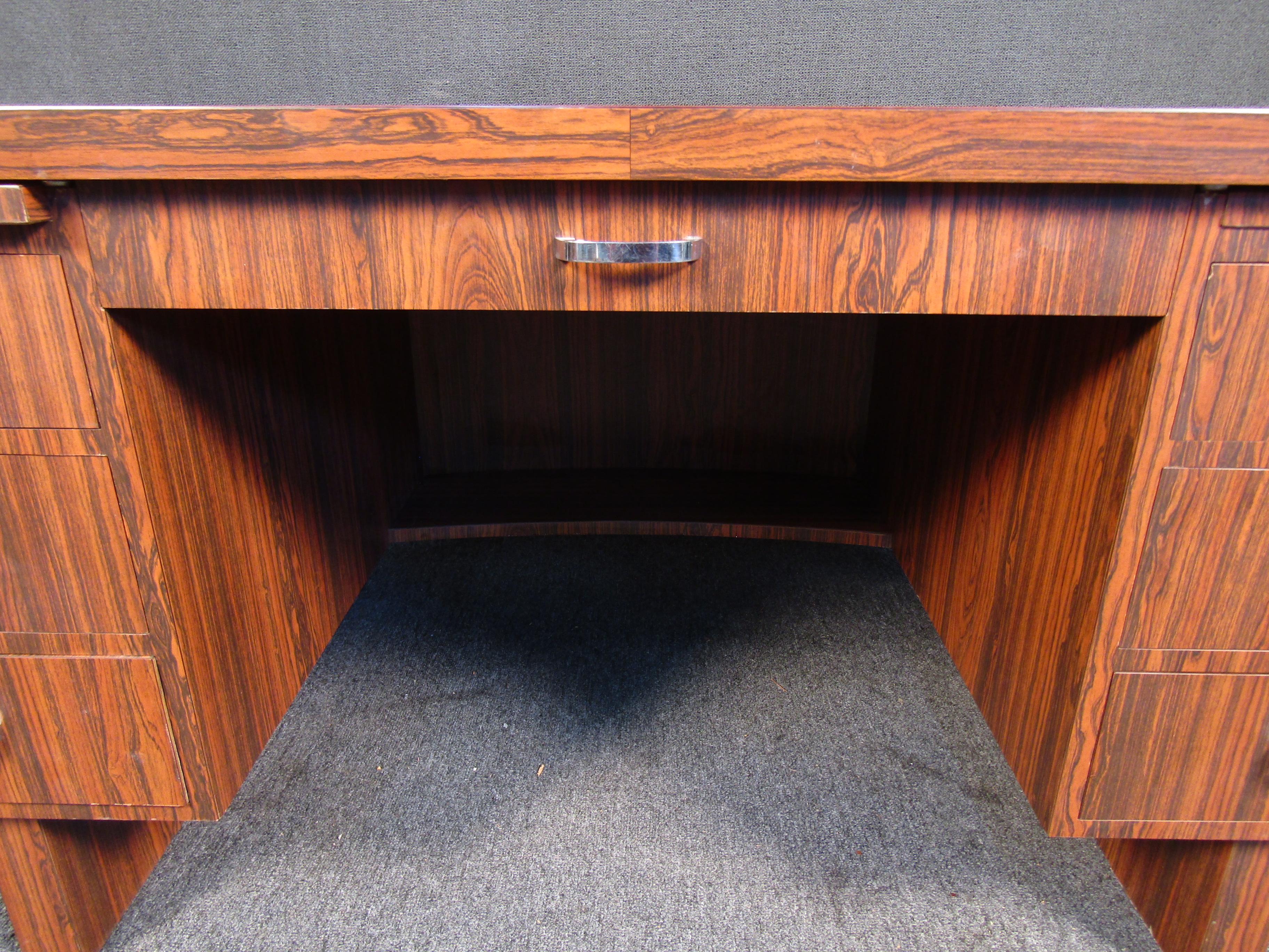 Vintage Rosewood Laminate Secretary Desk For Sale 3