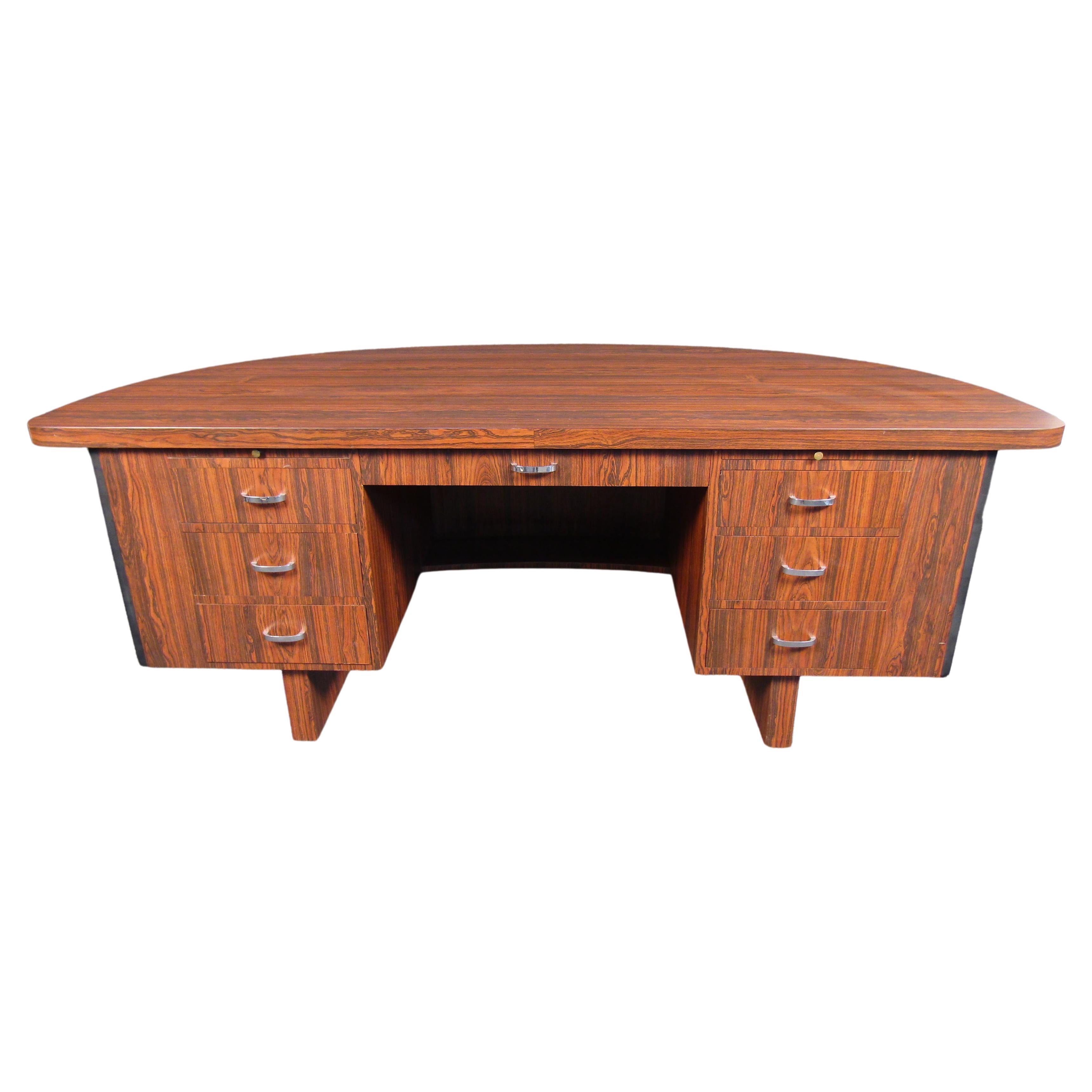 Vintage Rosewood Laminate Secretary Desk For Sale