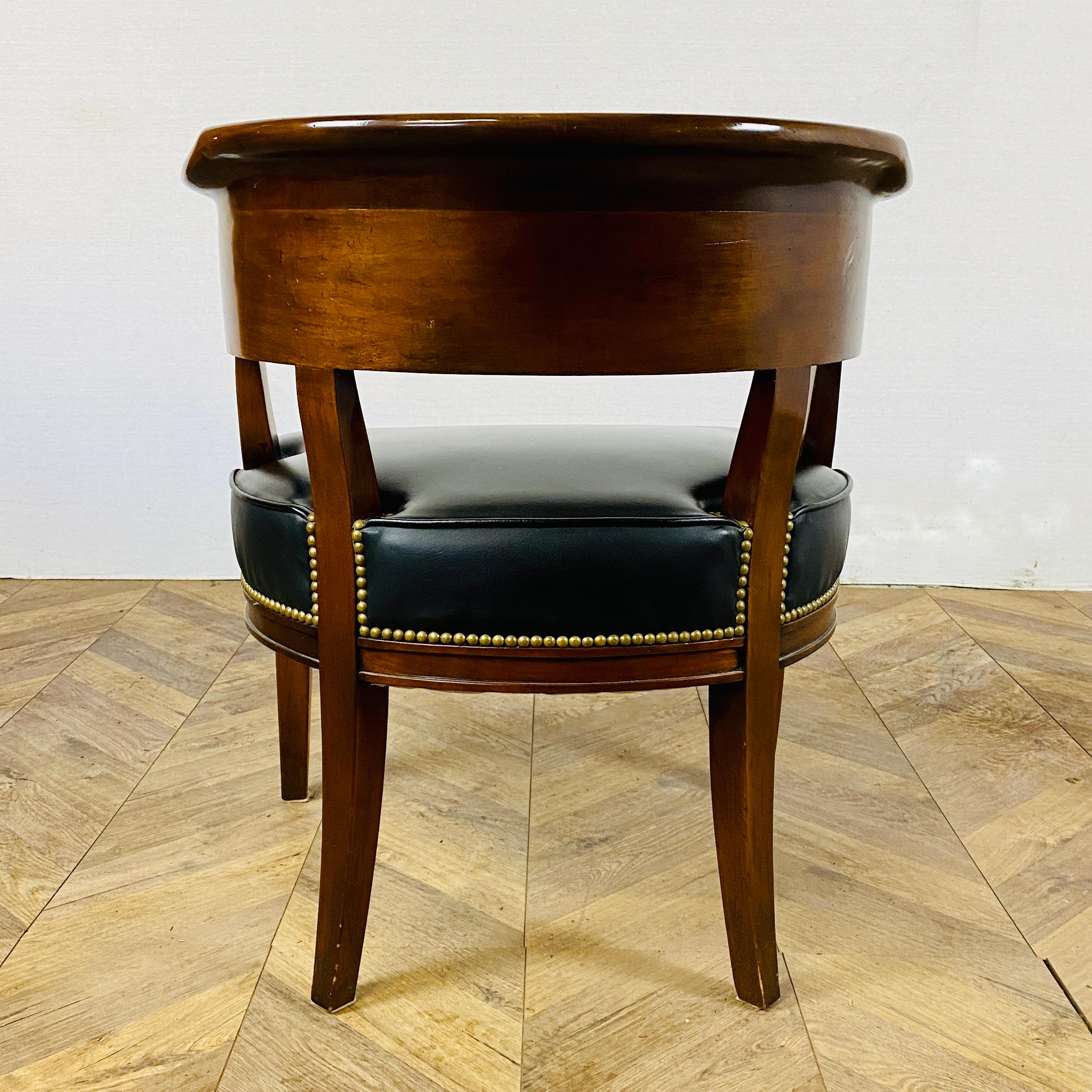 British Vintage Rosewood & Leather Desk / Tub Chair