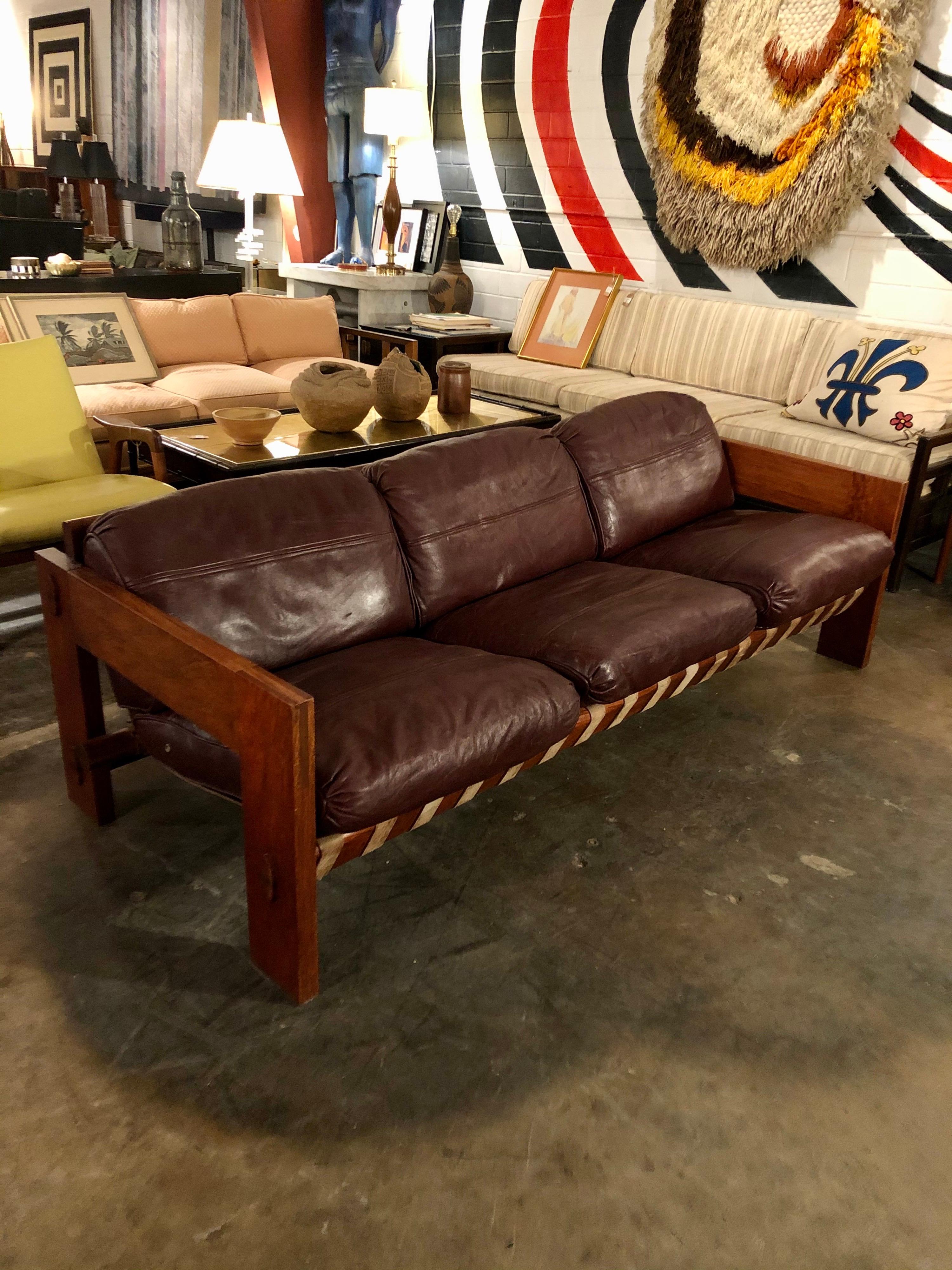 Vintage Rosewood/Leather Sofa & Armchair w/ Ottoman Set Attrib. Sergio Rodrigues 5