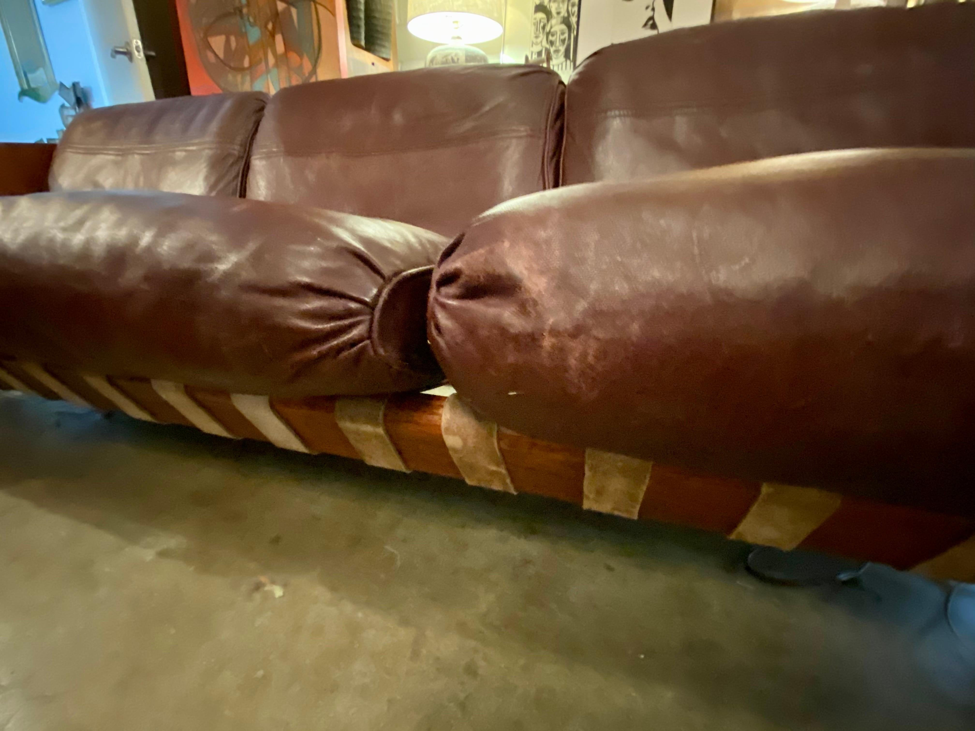 20th Century Vintage Rosewood / Leather Sofa Attrib. Sergio Rodrigues
