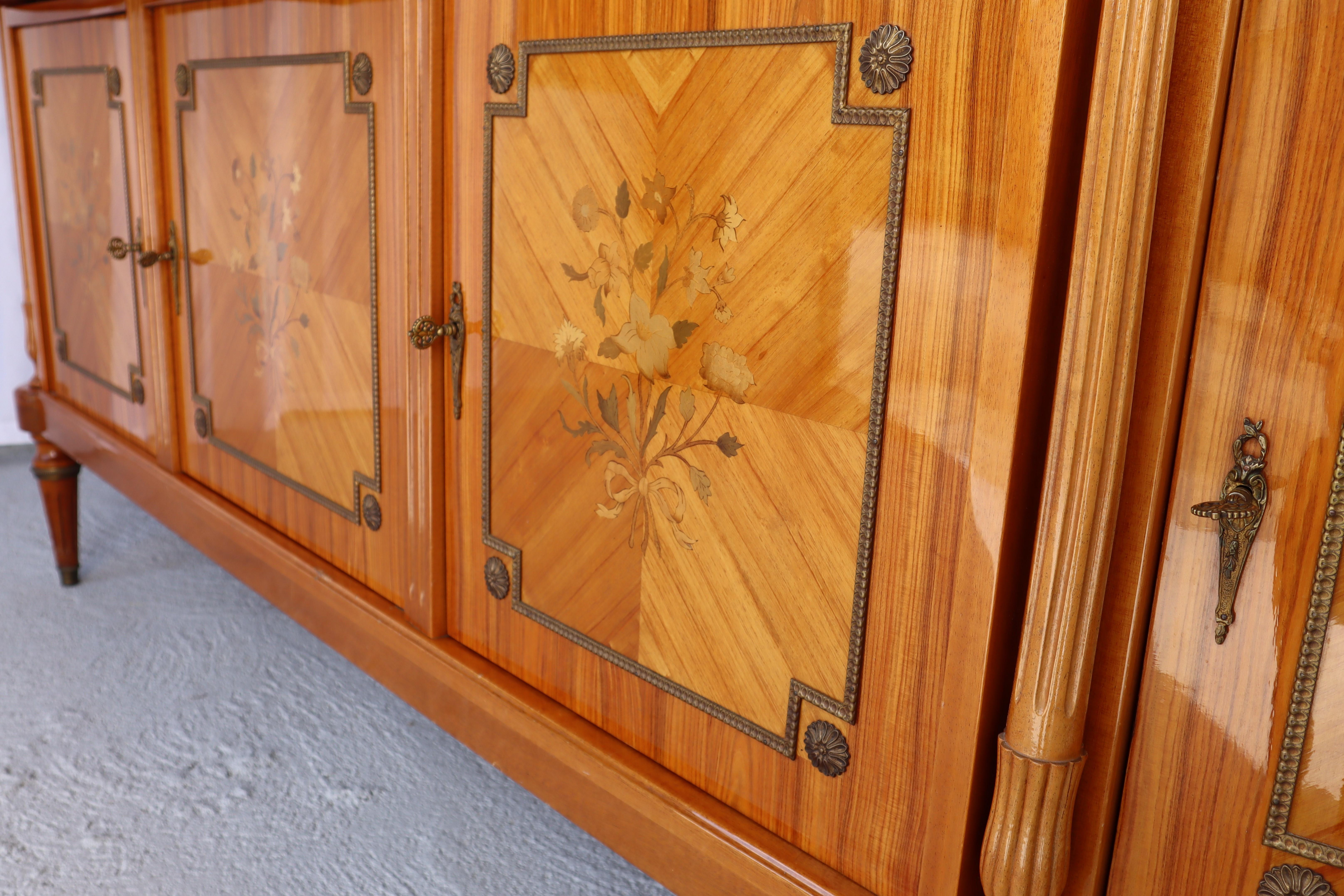 Vintage Rosewood Marble Sideboard - King Wood Marquetry- Style Louis XVI 13