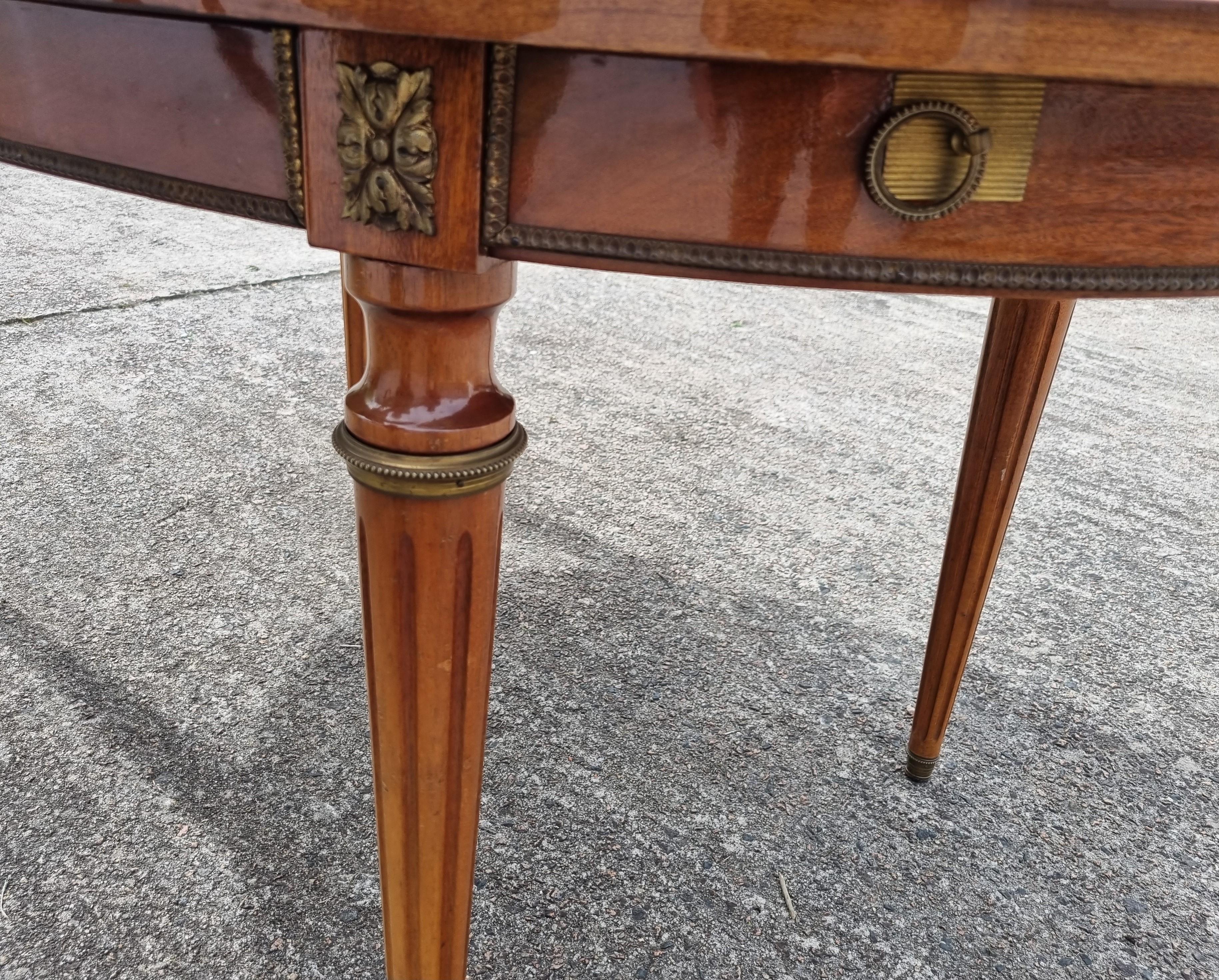  Vintage Rosewood Marqueterie High Gloss Dining Table-Louis XVI Style-70s 3