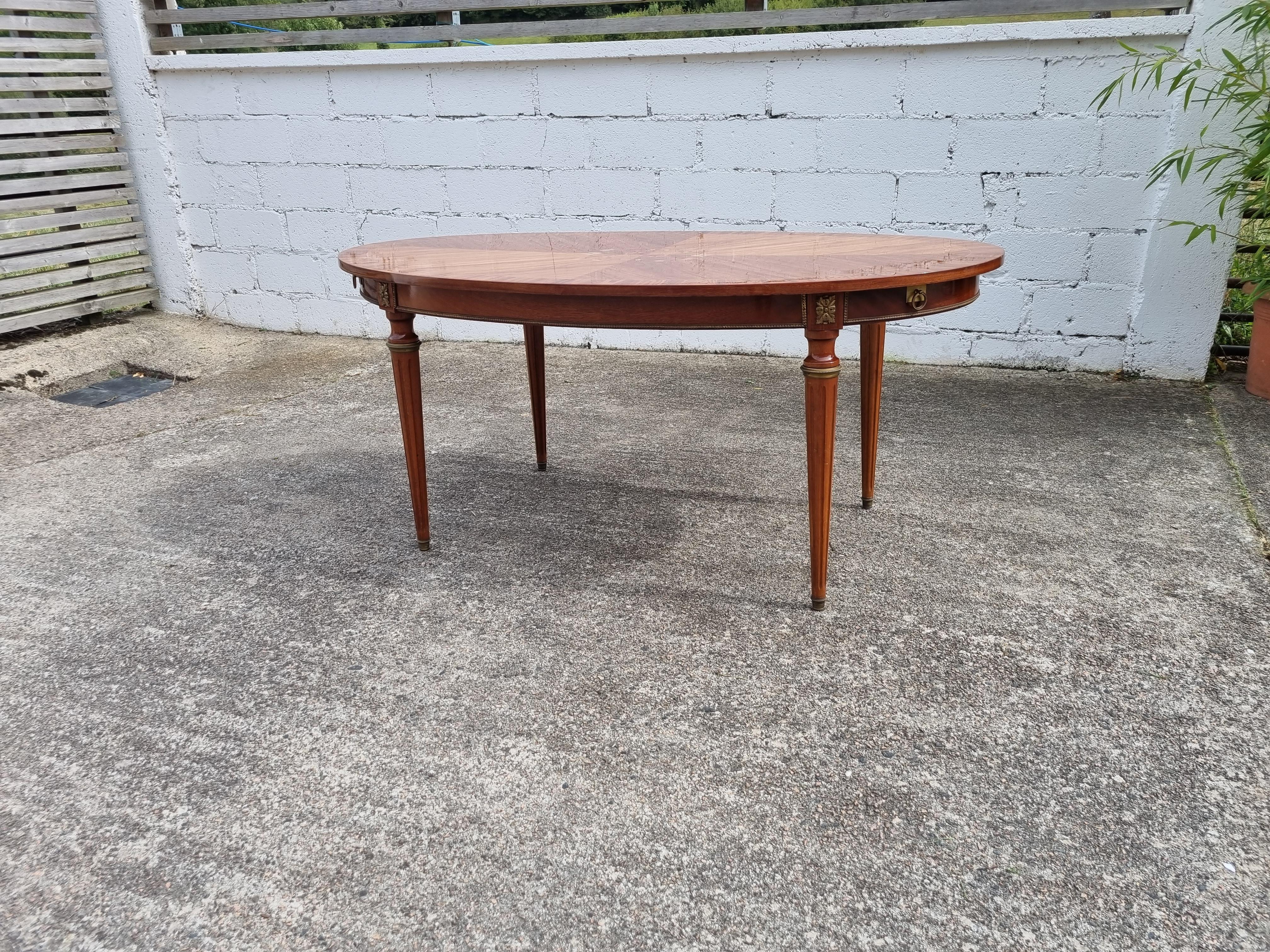  Vintage Rosewood Marqueterie High Gloss Dining Table-Louis XVI Style-70s 5