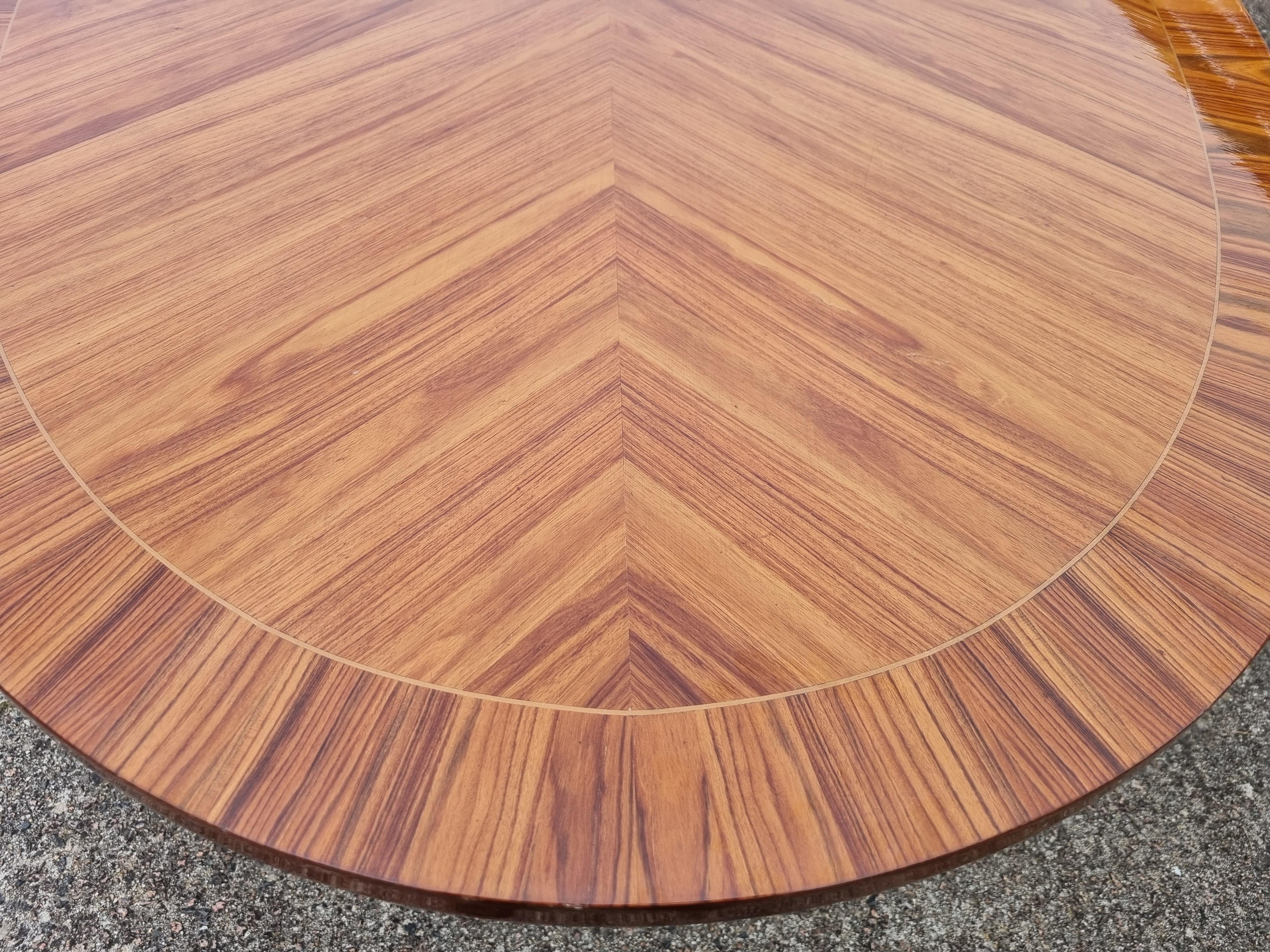 Late 20th Century  Vintage Rosewood Marqueterie High Gloss Dining Table-Louis XVI Style-70s