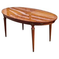  Vintage Rosewood Marqueterie High Gloss Dining Table-Louis XVI Style-70s