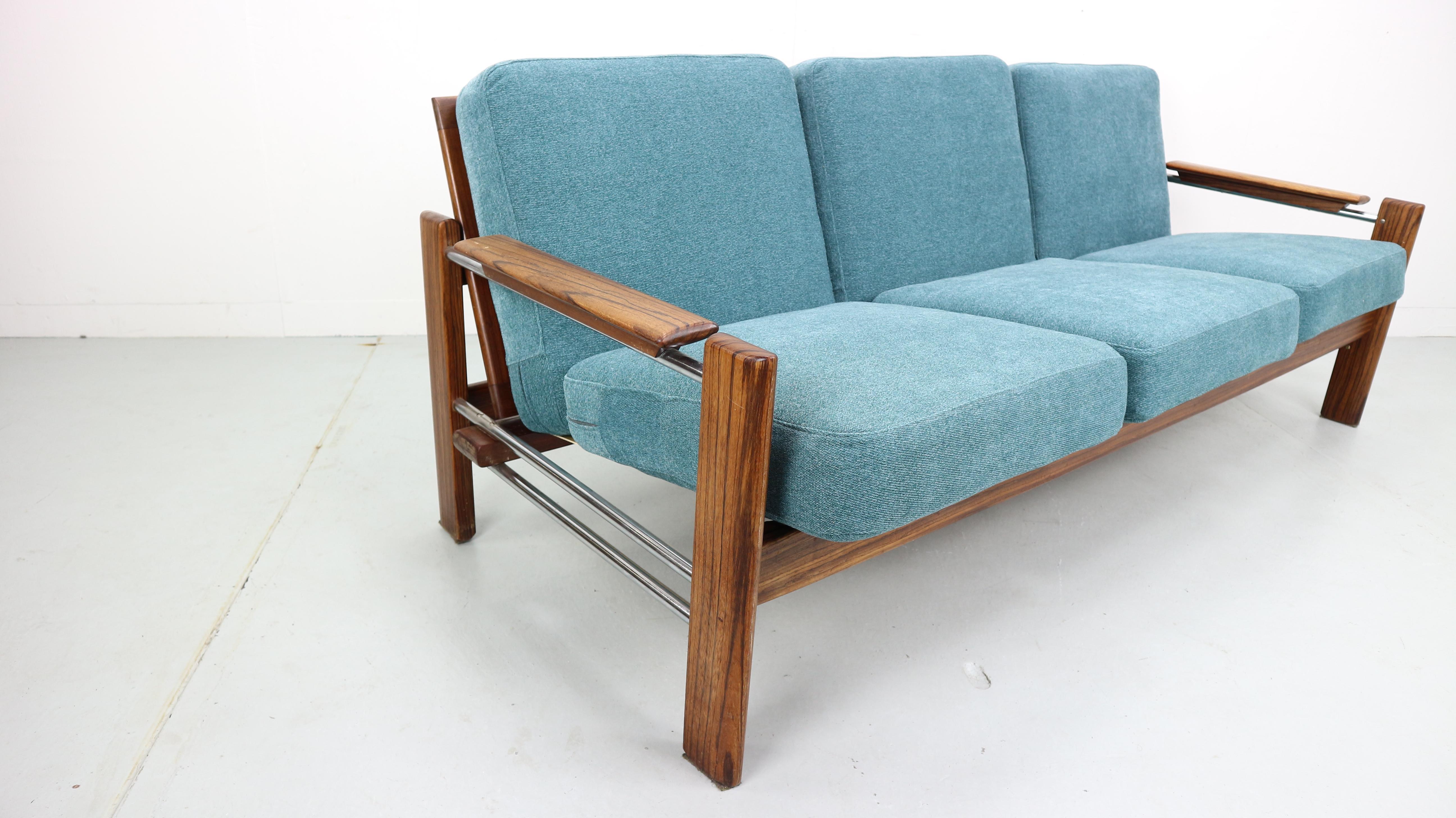 Vintage Rosewood Newly Upholstered Three-Seat Sofa, 1960s 3