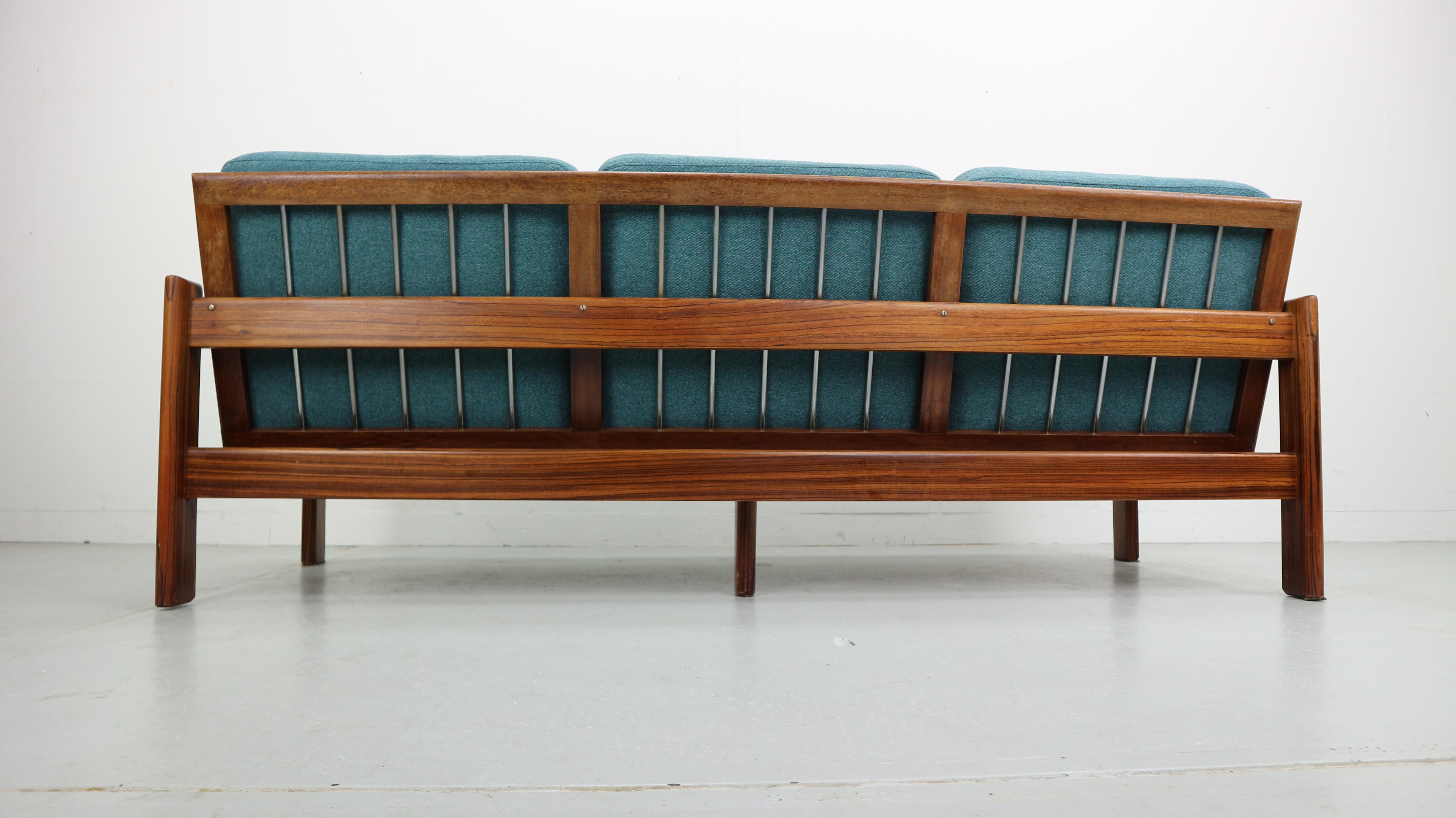 Vintage Rosewood Newly Upholstered Three-Seat Sofa, 1960s 5