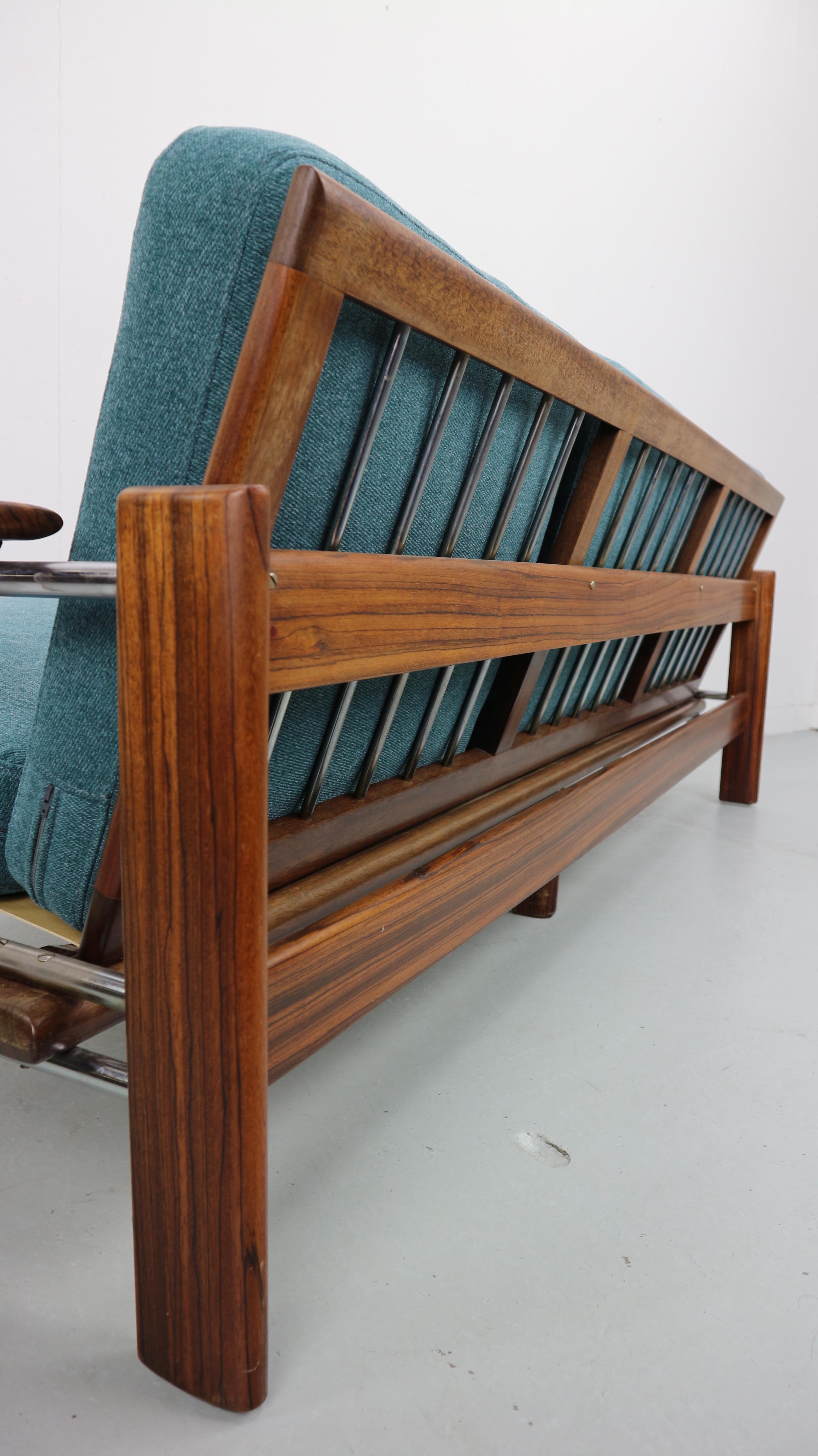 Vintage Rosewood Newly Upholstered Three-Seat Sofa, 1960s 6