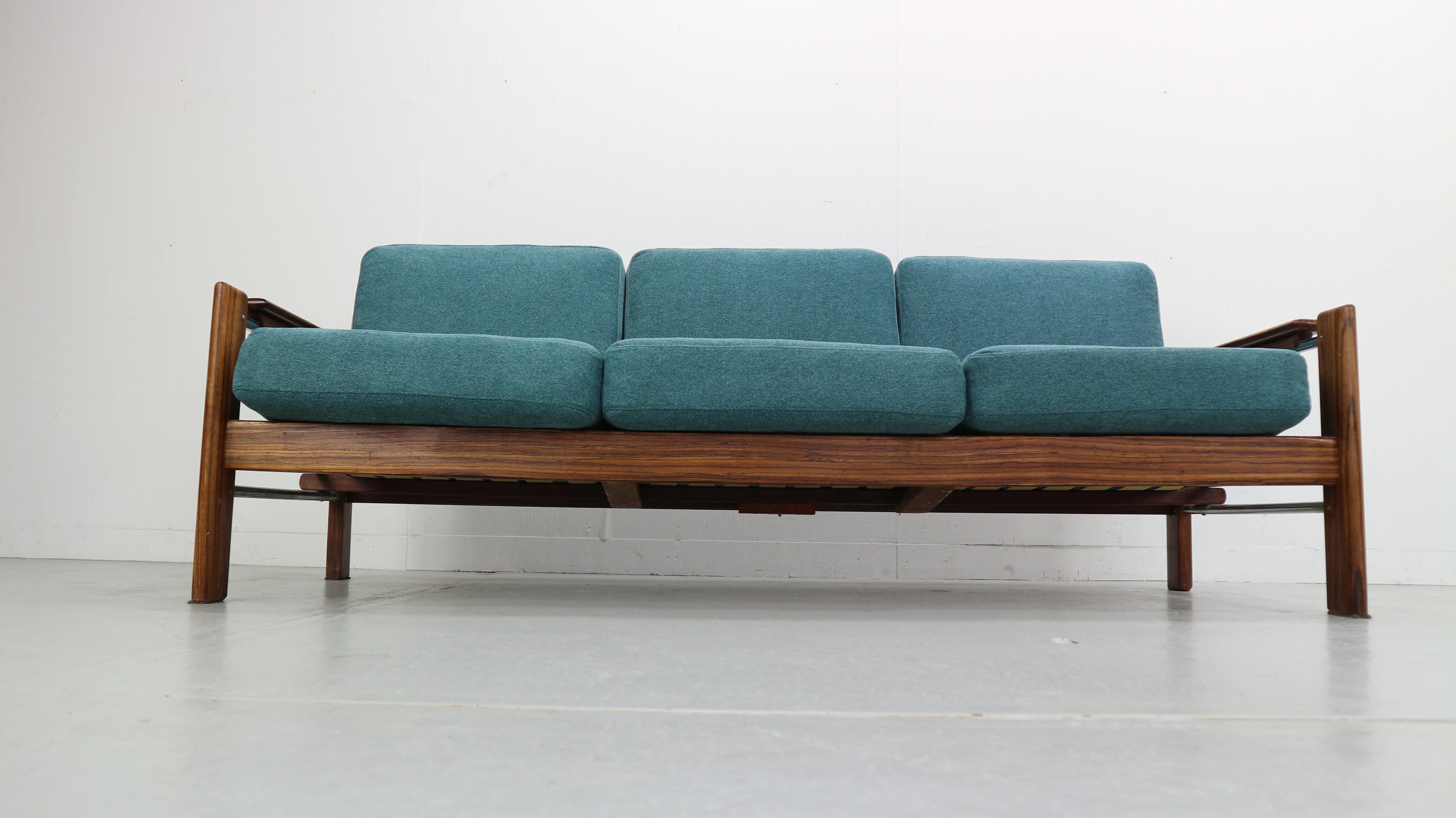 Mid-Century Modern Vintage Rosewood Newly Upholstered Three-Seat Sofa, 1960s