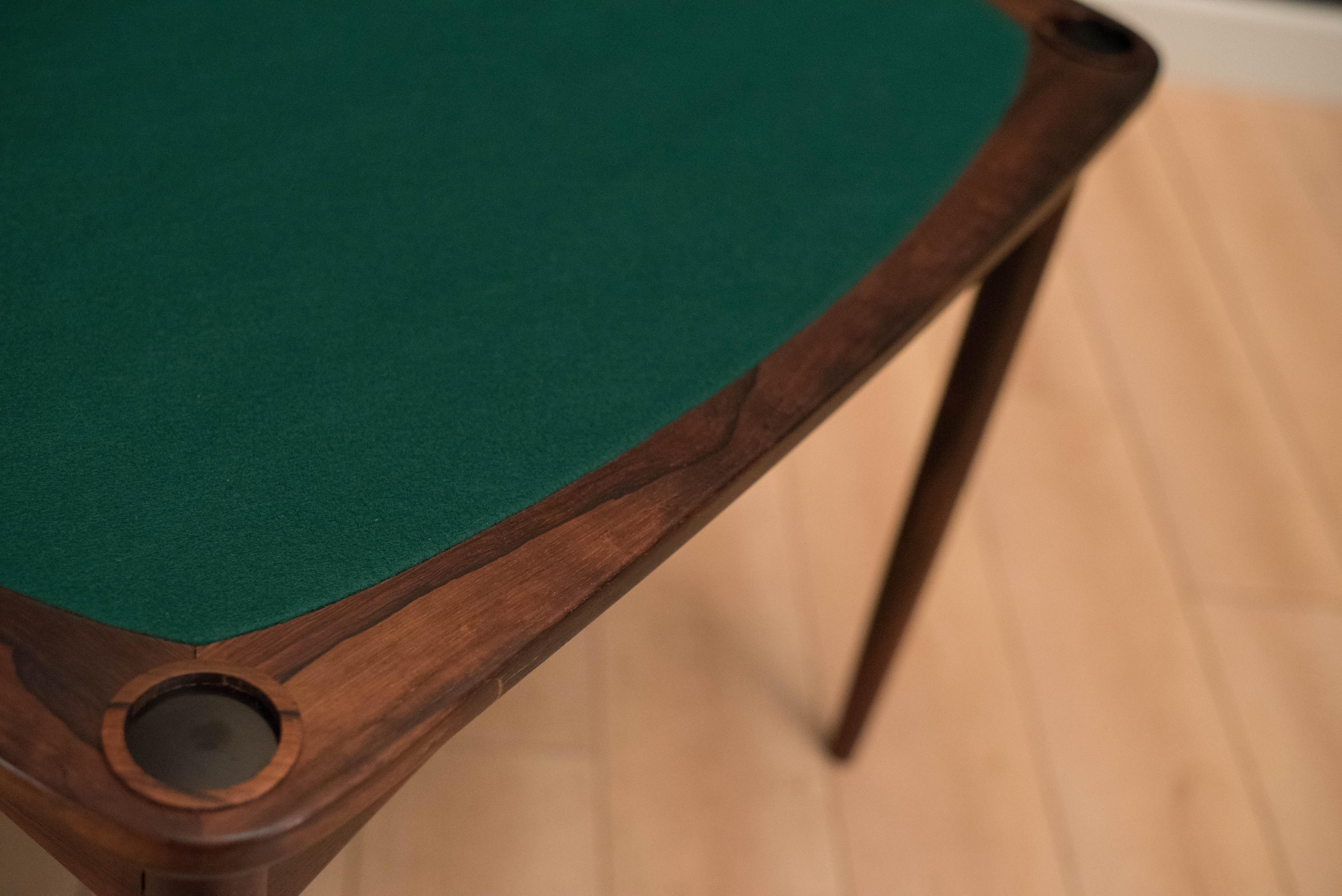 Felt Vintage Rosewood Norma Game Table by Sergio Rodrigues