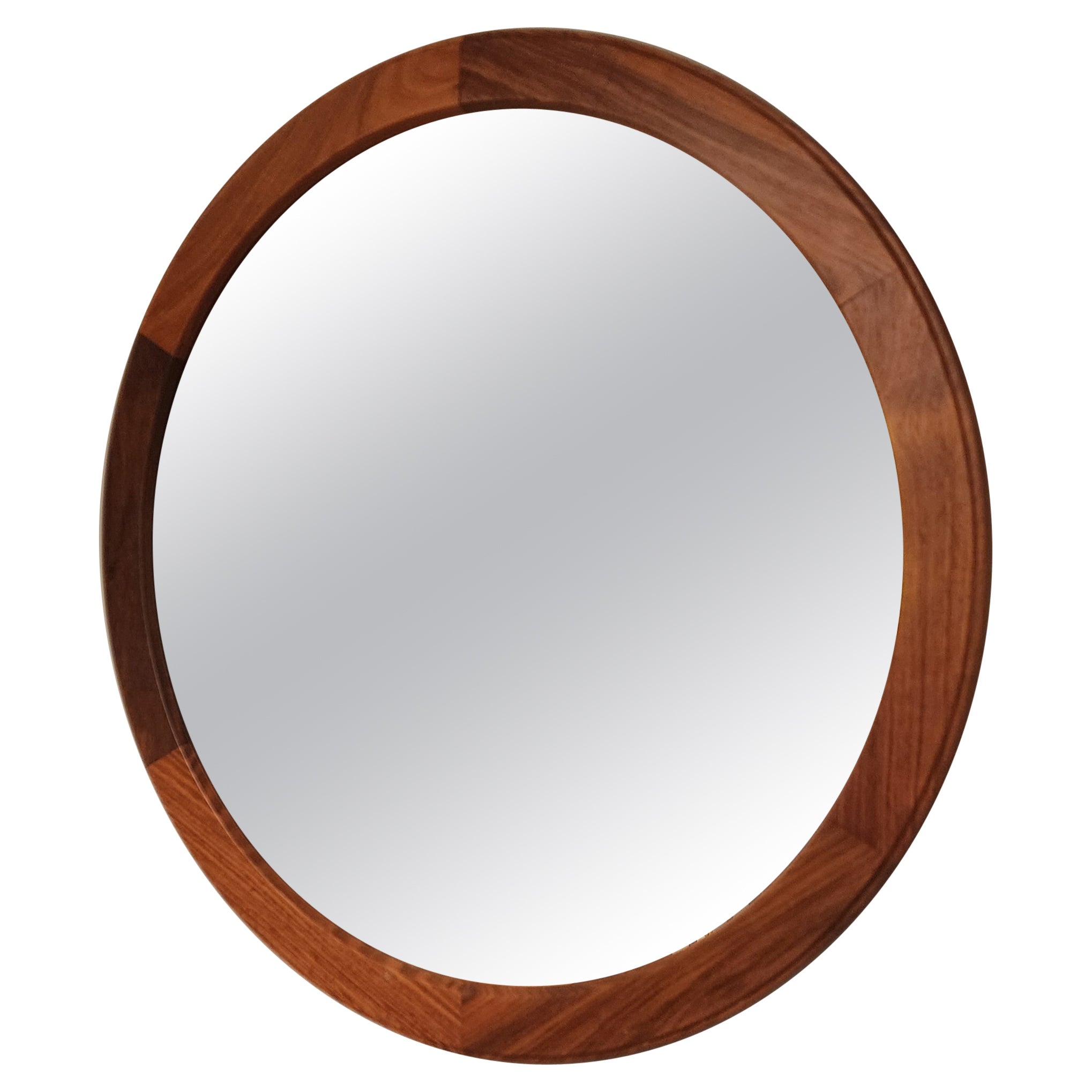 Vintage Rosewood round mirror by Aksel Kjersgaard