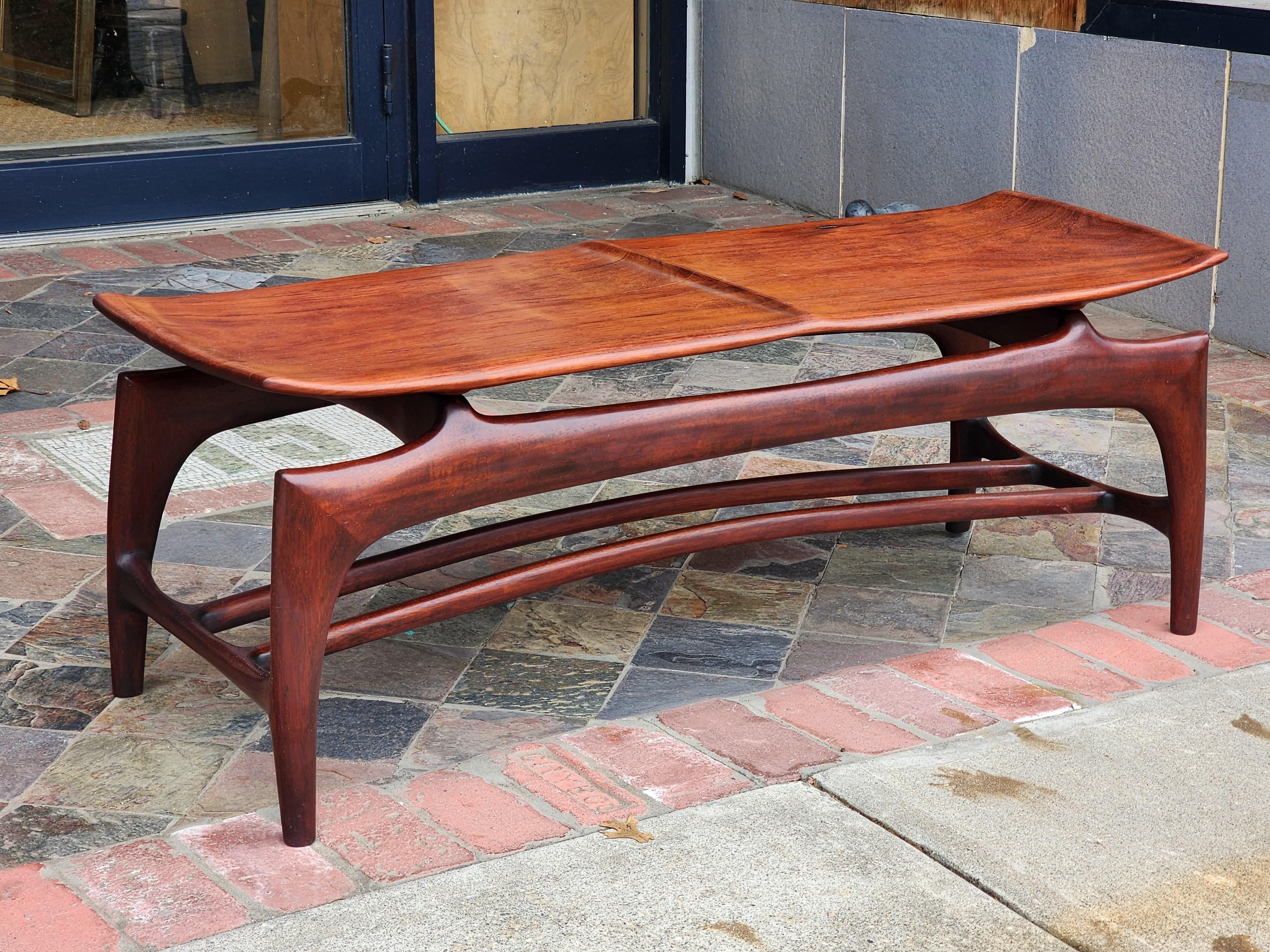 American Vintage Rosewood Sculptural Studio Made Coffee Table or Bench For Sale