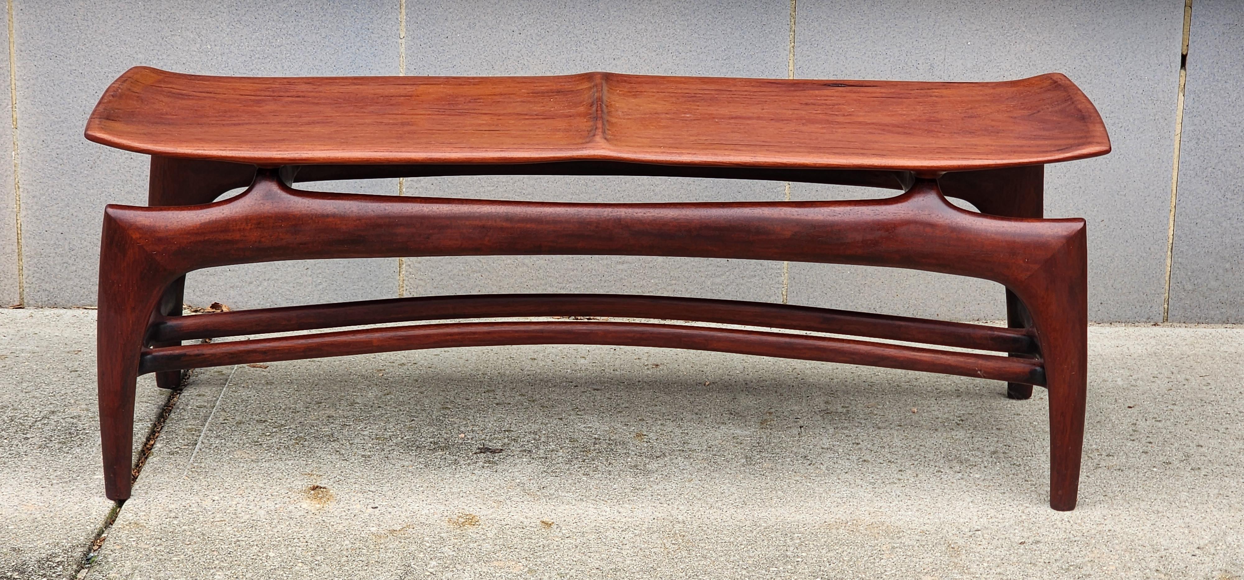 Vintage Rosewood Sculptural Studio Made Coffee Table or Bench For Sale 1