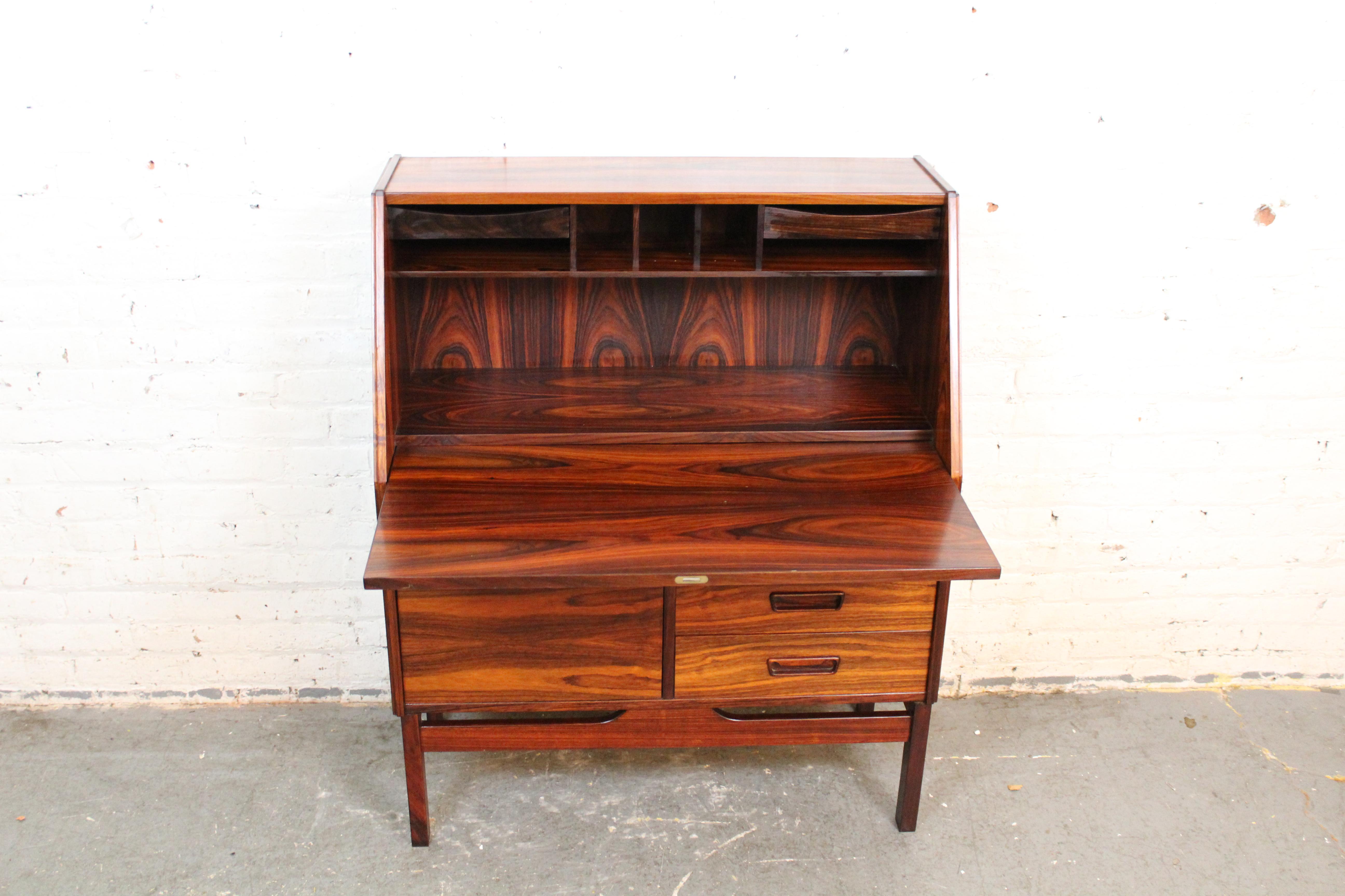 Danish Vintage Rosewood Secretary Desk by Dyrlund Denmark For Sale