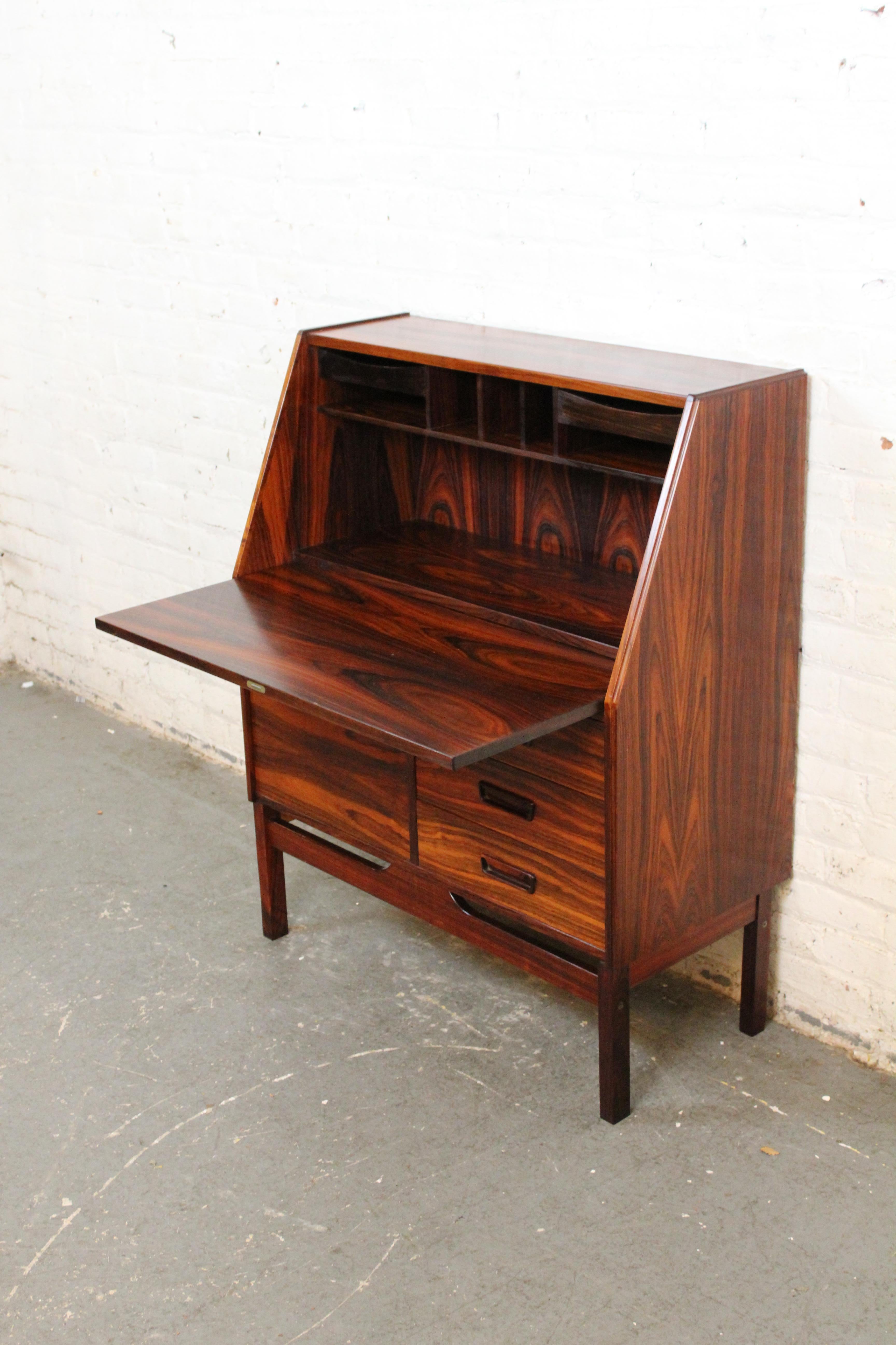 20th Century Vintage Rosewood Secretary Desk by Dyrlund Denmark For Sale