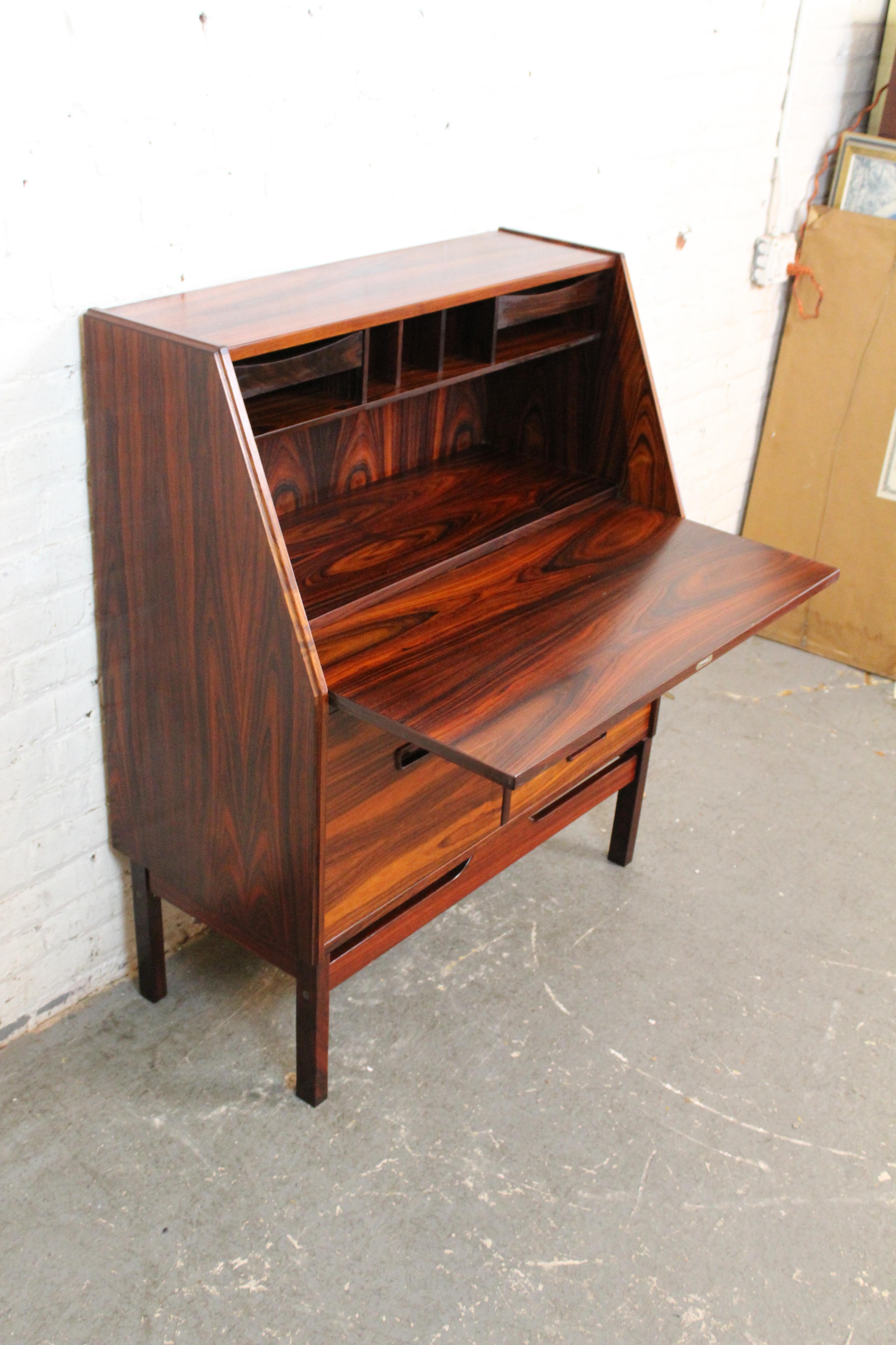 Wood Vintage Rosewood Secretary Desk by Dyrlund Denmark For Sale