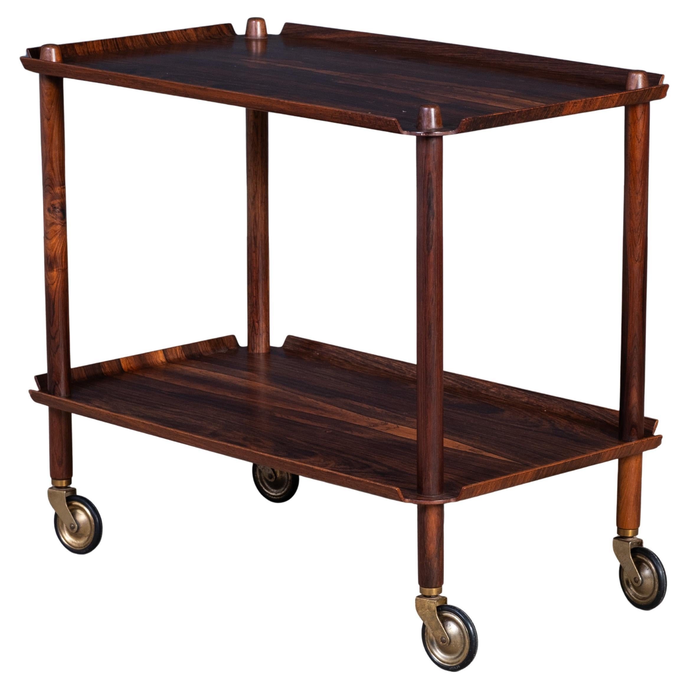 Vintage Rosewood Serving Bar Cart by Poul Hundevad, 1960s For Sale