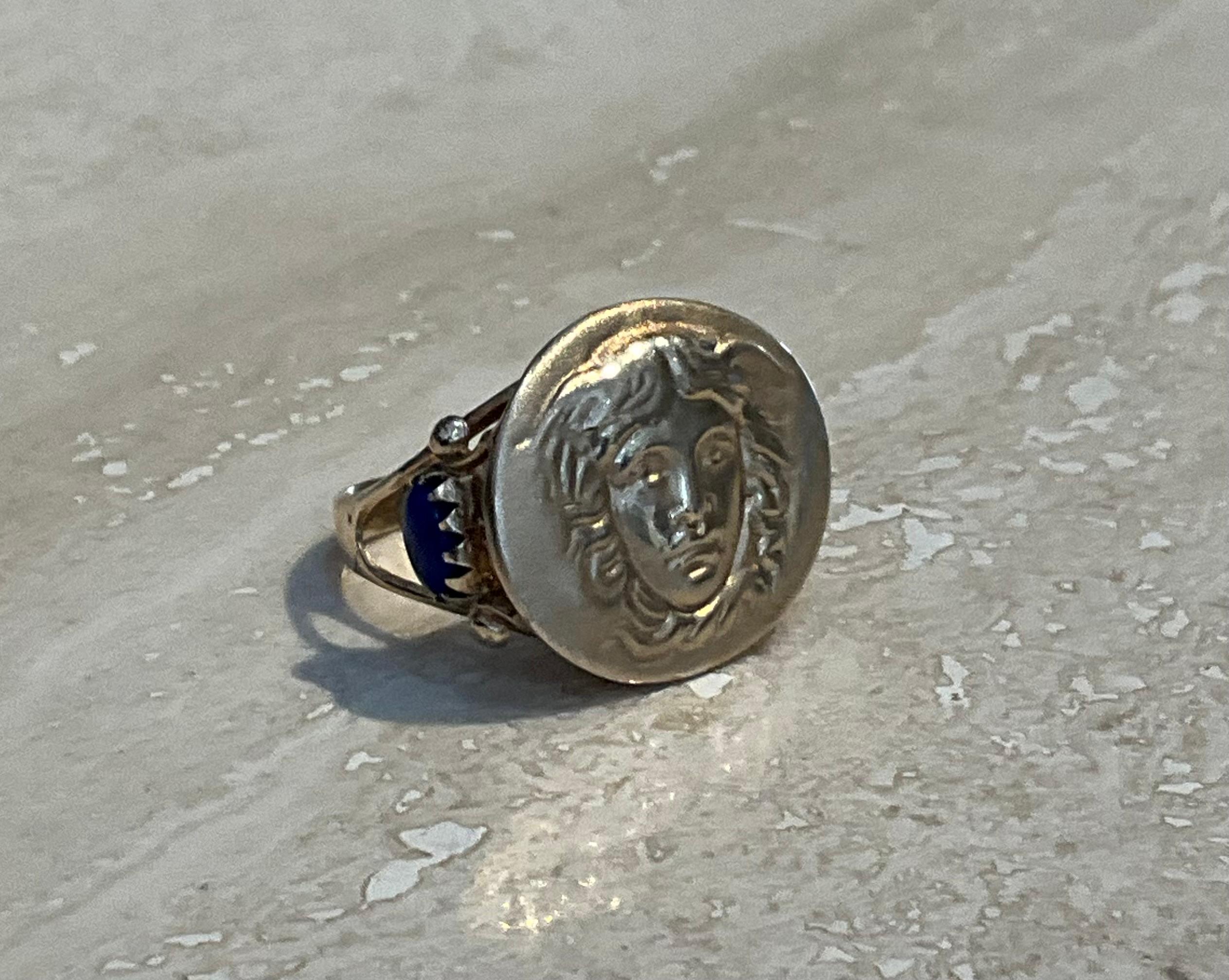 Cabochon Vintage Ross-Simons Italian Tagliamonte Lapis Medusa Ring