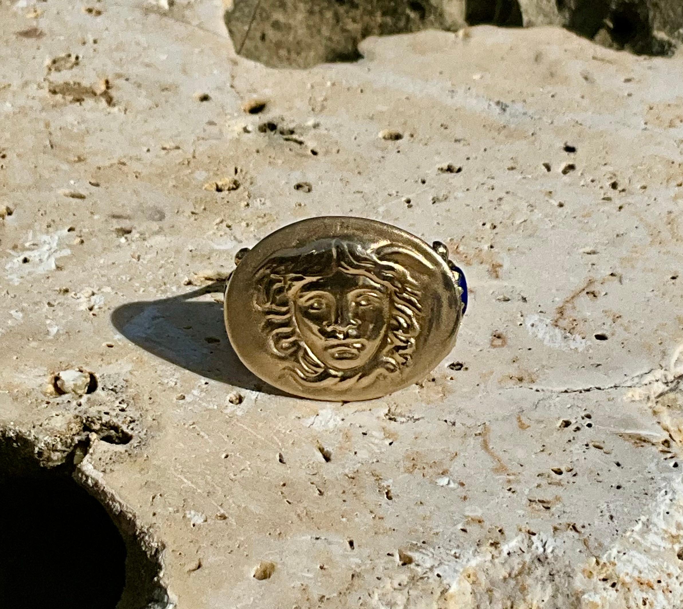 Vintage Ross-Simons Italian Tagliamonte Lapis Medusa Ring 2