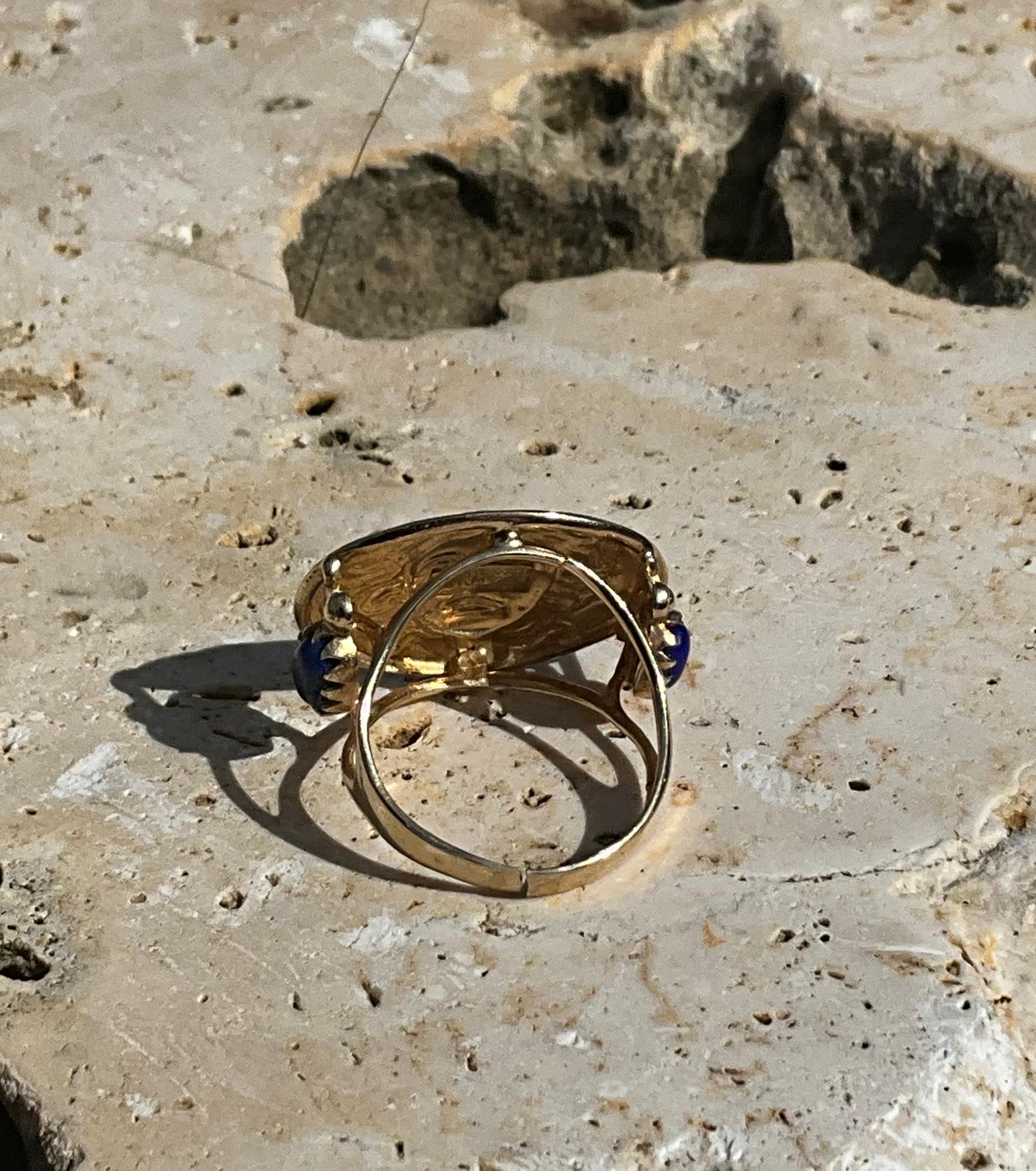 Vintage Ross-Simons Italian Tagliamonte Lapis Medusa Ring 3