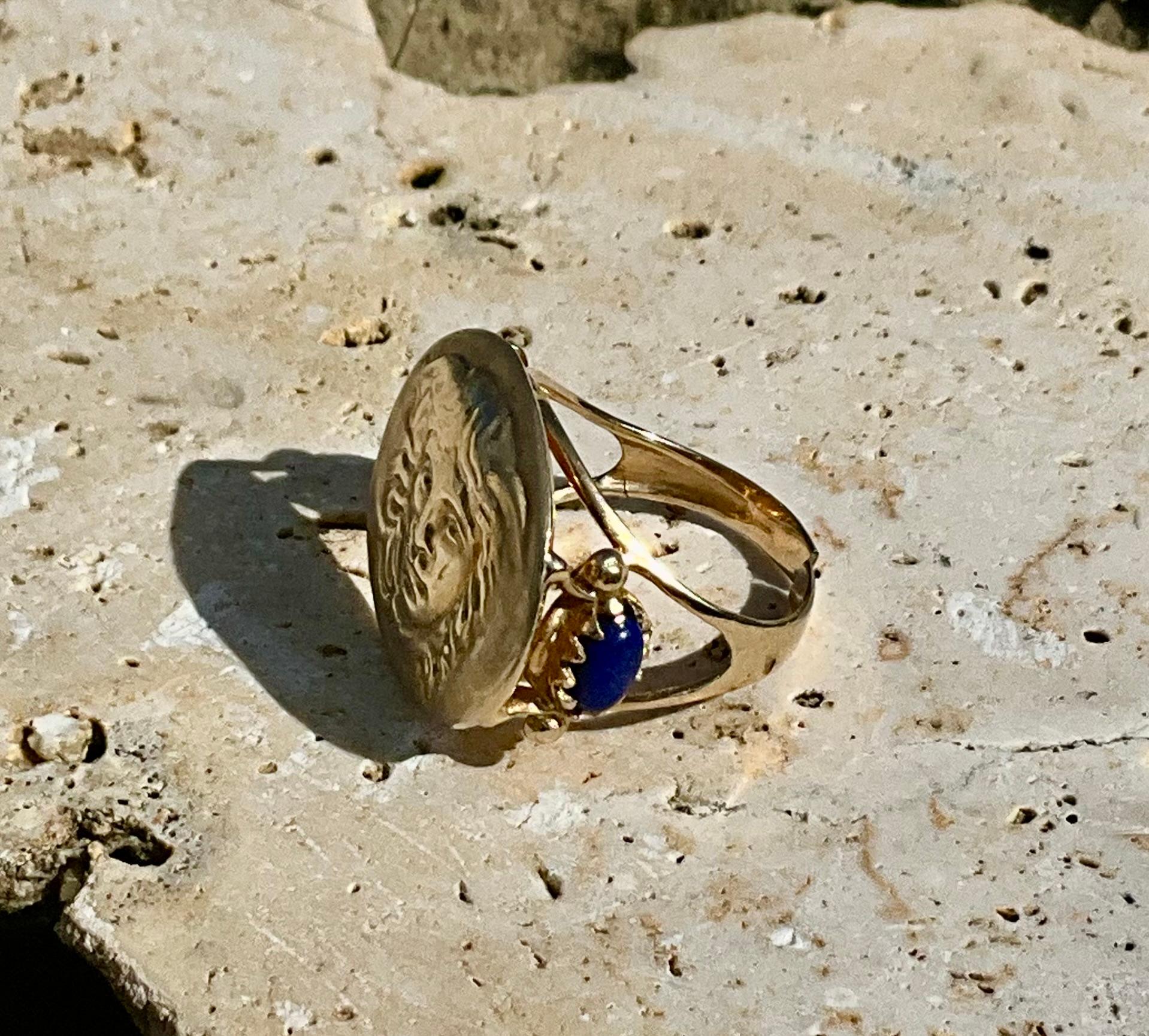 Vintage Ross-Simons Italian Tagliamonte Lapis Medusa Ring 4