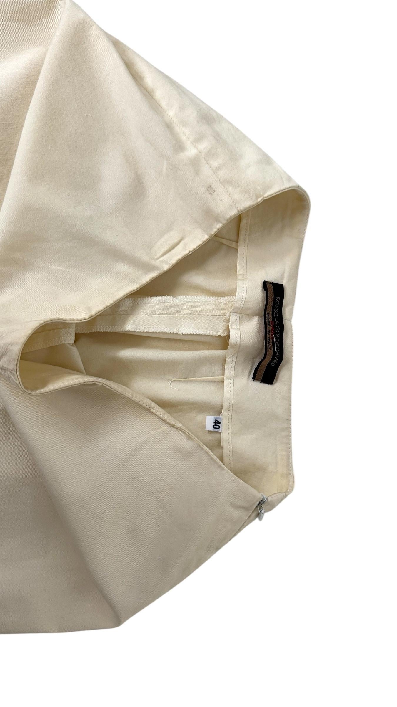 Vintage Rossella Goldschmied Algodón Crema, Pantalones acampanados con ribete de encaje en Bueno estado para la venta en Milano, IT