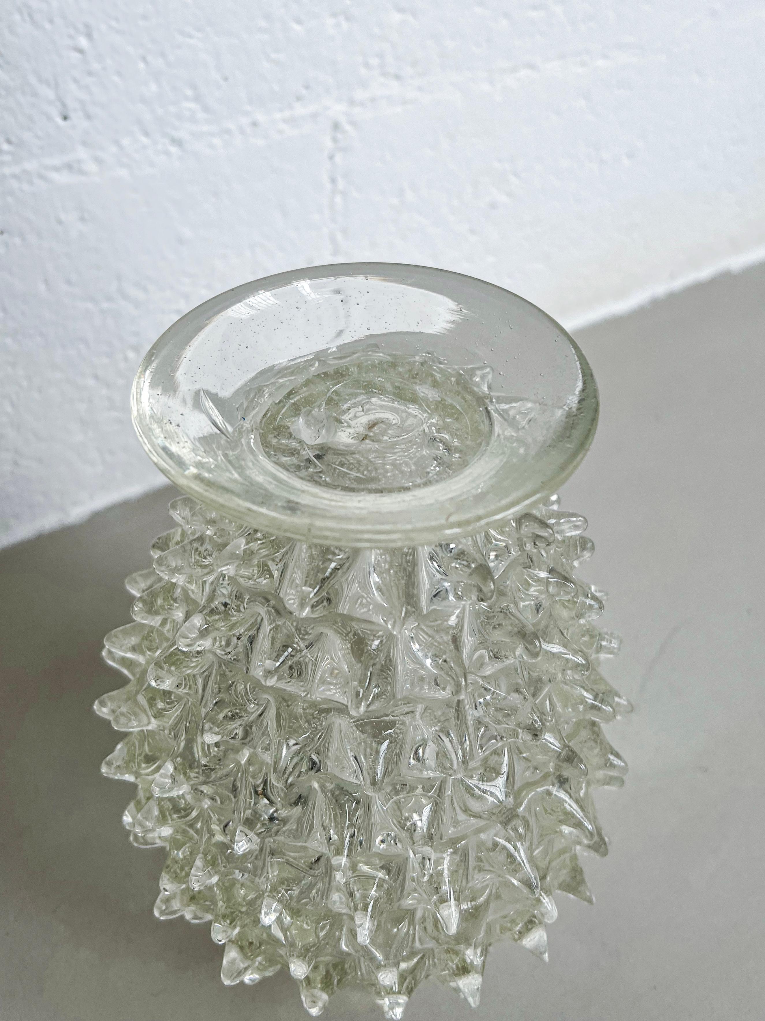 Vintage Rostrato vase in clear Murano glass by Barovier and Toso, Italian 1960s For Sale 3