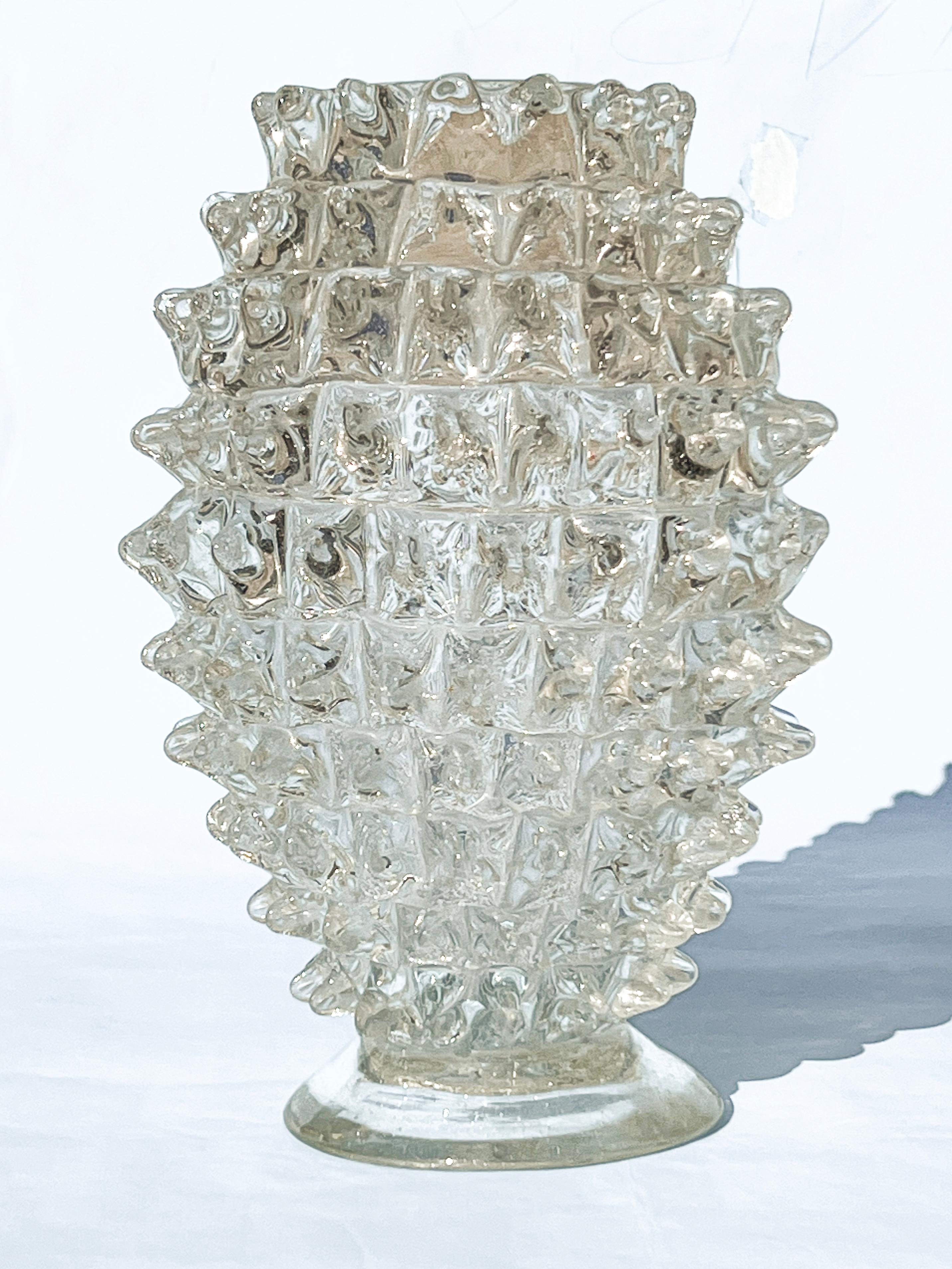 Vintage Rostrato vase in clear Murano glass by Barovier and Toso, Italian 1960s For Sale 7