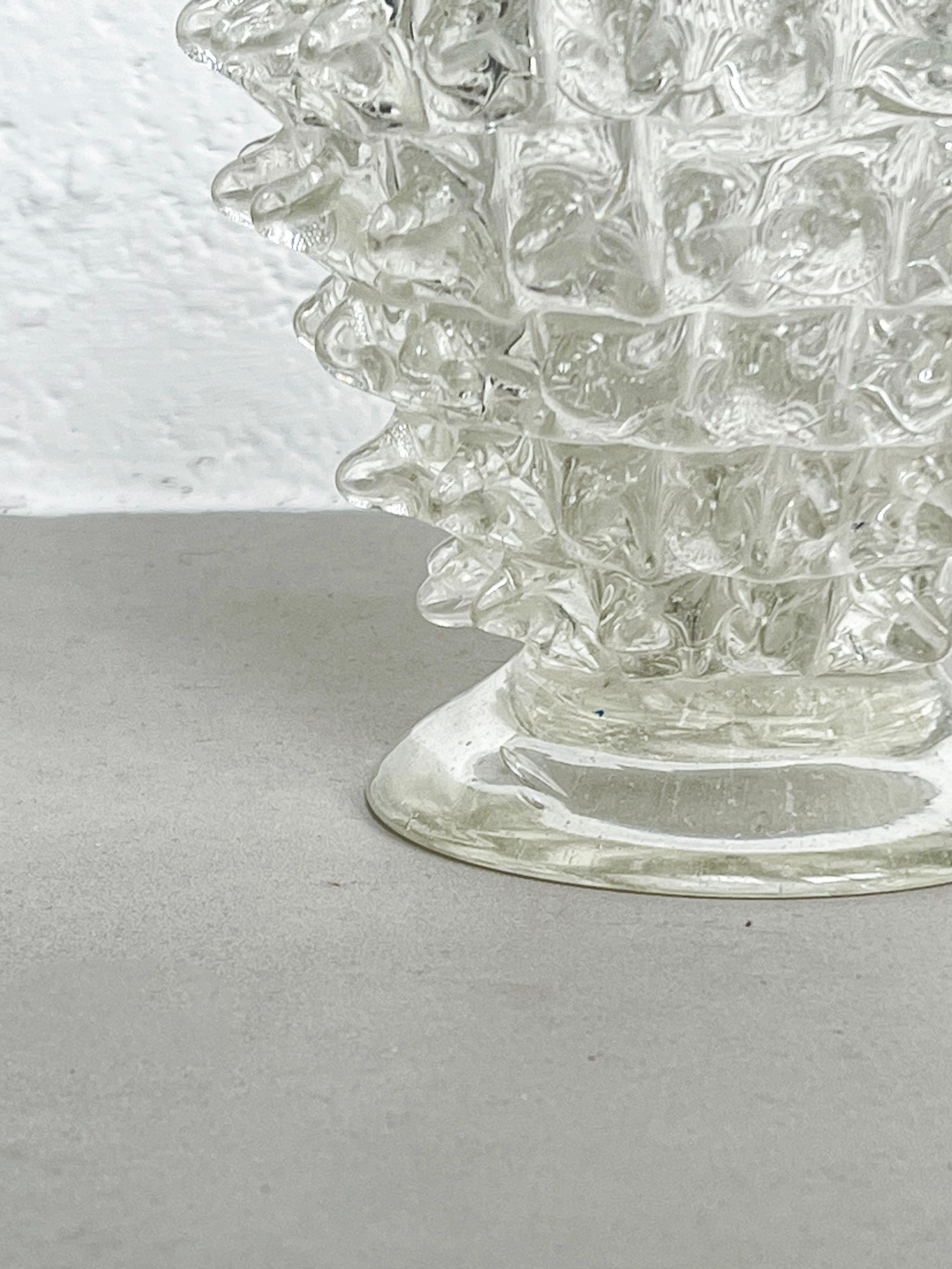 Modern Vintage Rostrato vase in clear Murano glass by Barovier and Toso, Italian 1960s For Sale