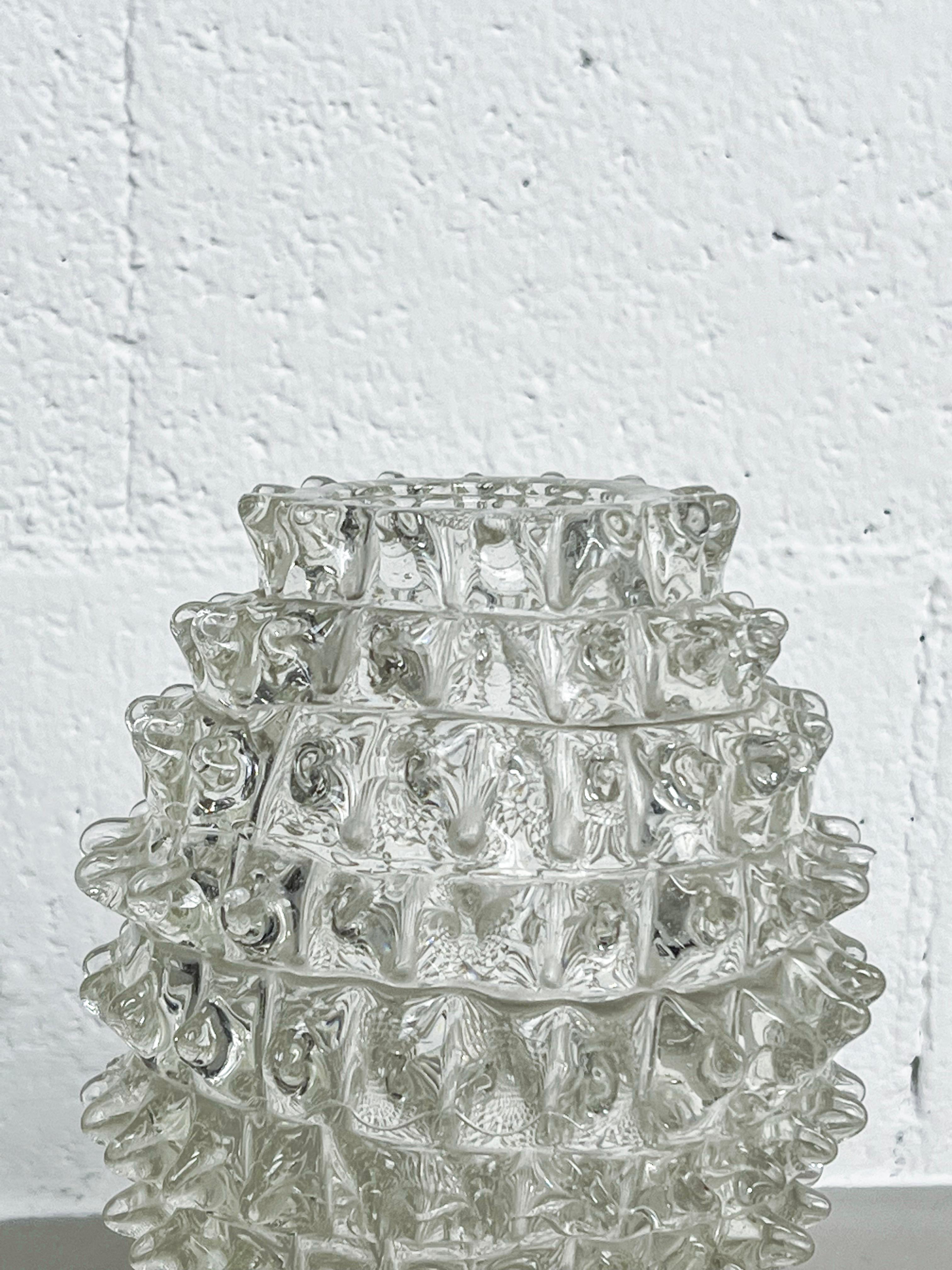 Mid-20th Century Vintage Rostrato vase in clear Murano glass by Barovier and Toso, Italian 1960s For Sale