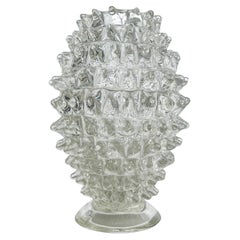 Vintage Rostrato vase in clear Murano glass by Barovier and Toso, Italian 1960s