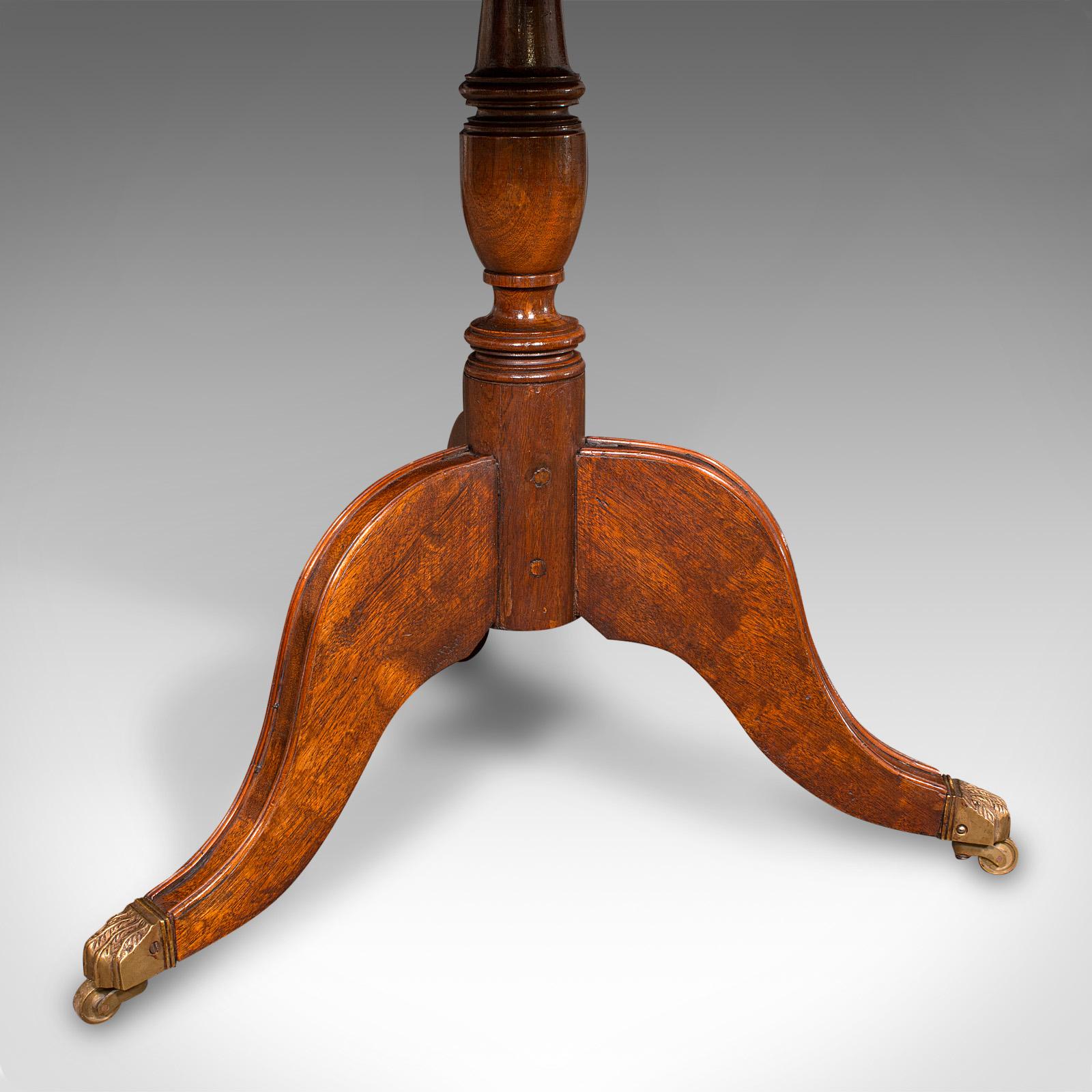 Vintage Rotary Centre Table, English, Walnut, Leather, Games, Regency Revival For Sale 6