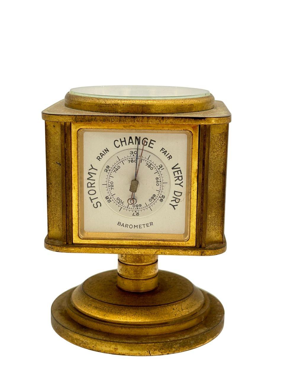 20th Century Vintage Rotating Desk Clock with Weather Instruments For Sale