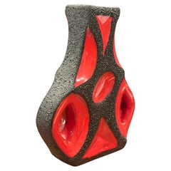 Vintage Roth Keramik “Guitar” Fat Lava Vase, Model #312, West German, 1960s