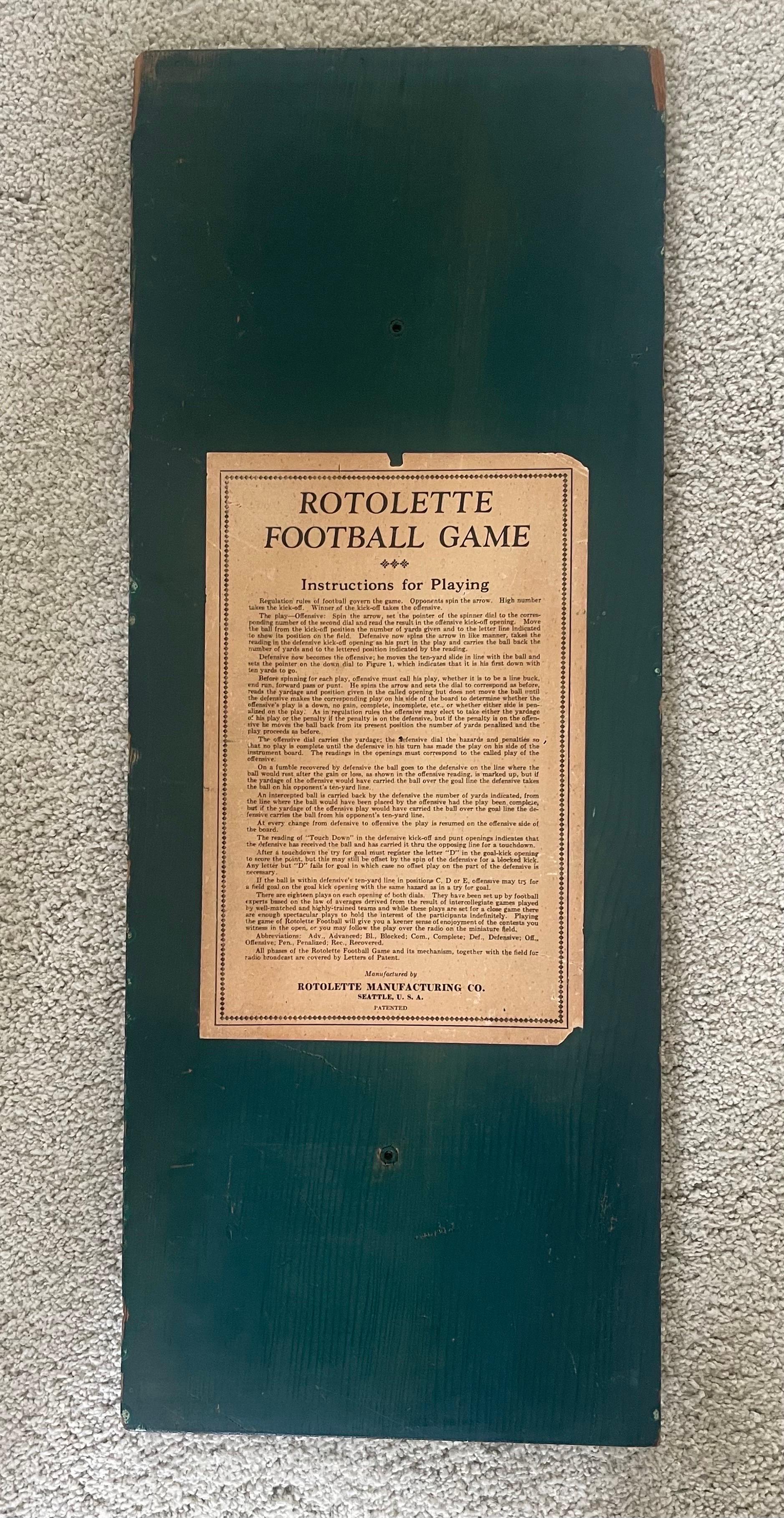 Vintage Rotolette Football Board Game For Sale 5
