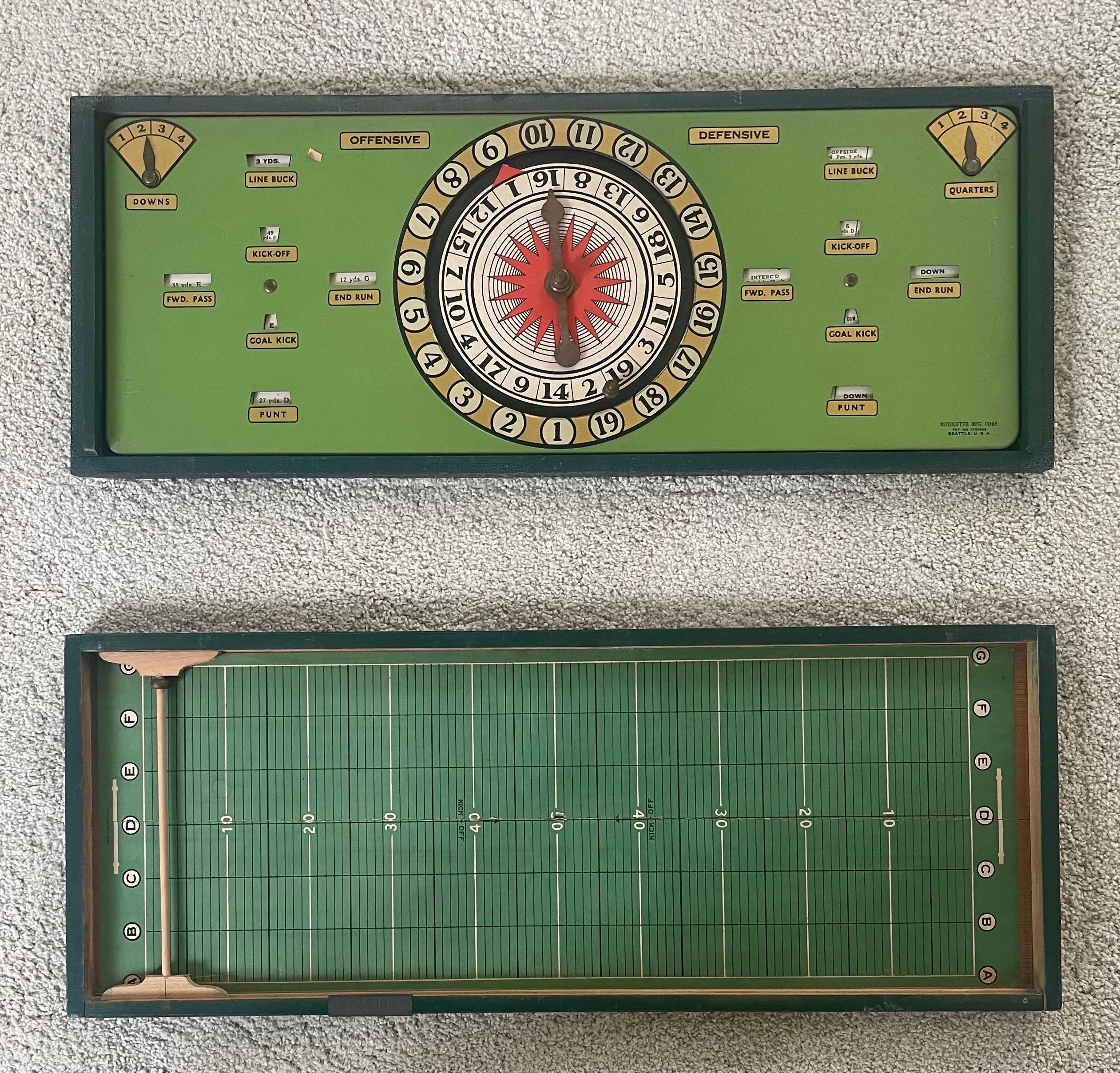 Vintage Rotolette Football Board Game In Good Condition For Sale In San Diego, CA
