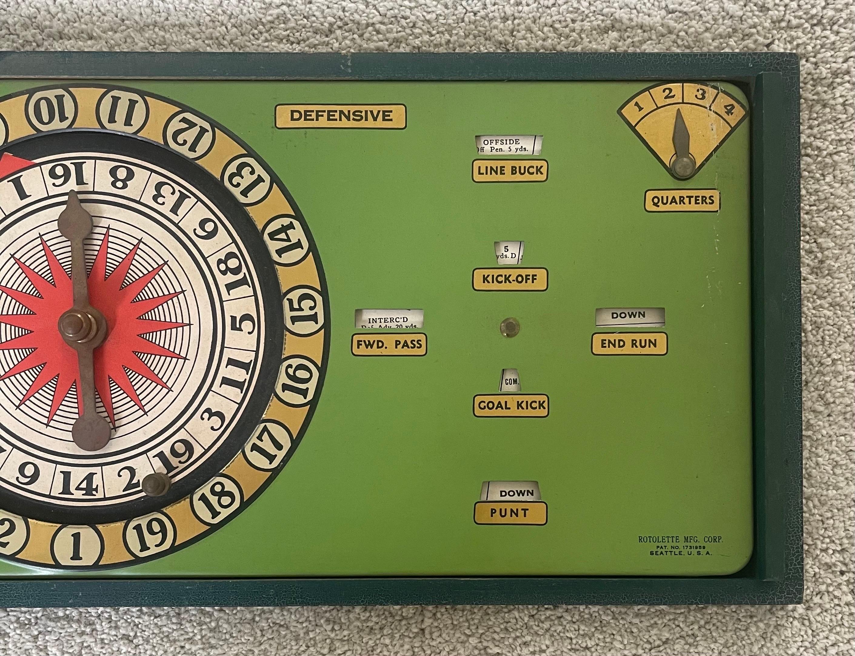 Wood Vintage Rotolette Football Board Game For Sale
