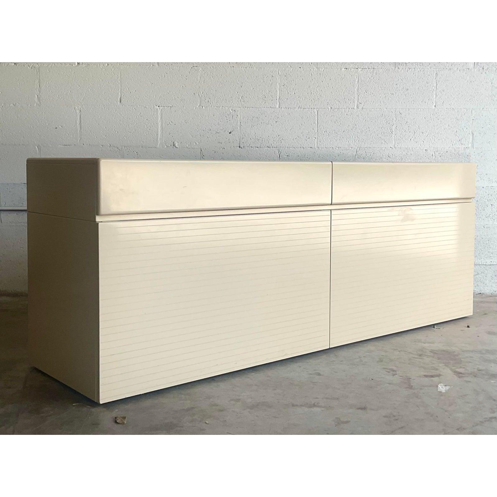 Canadian Vintage Rougier High Gloss Lacquered Stripe Credenza