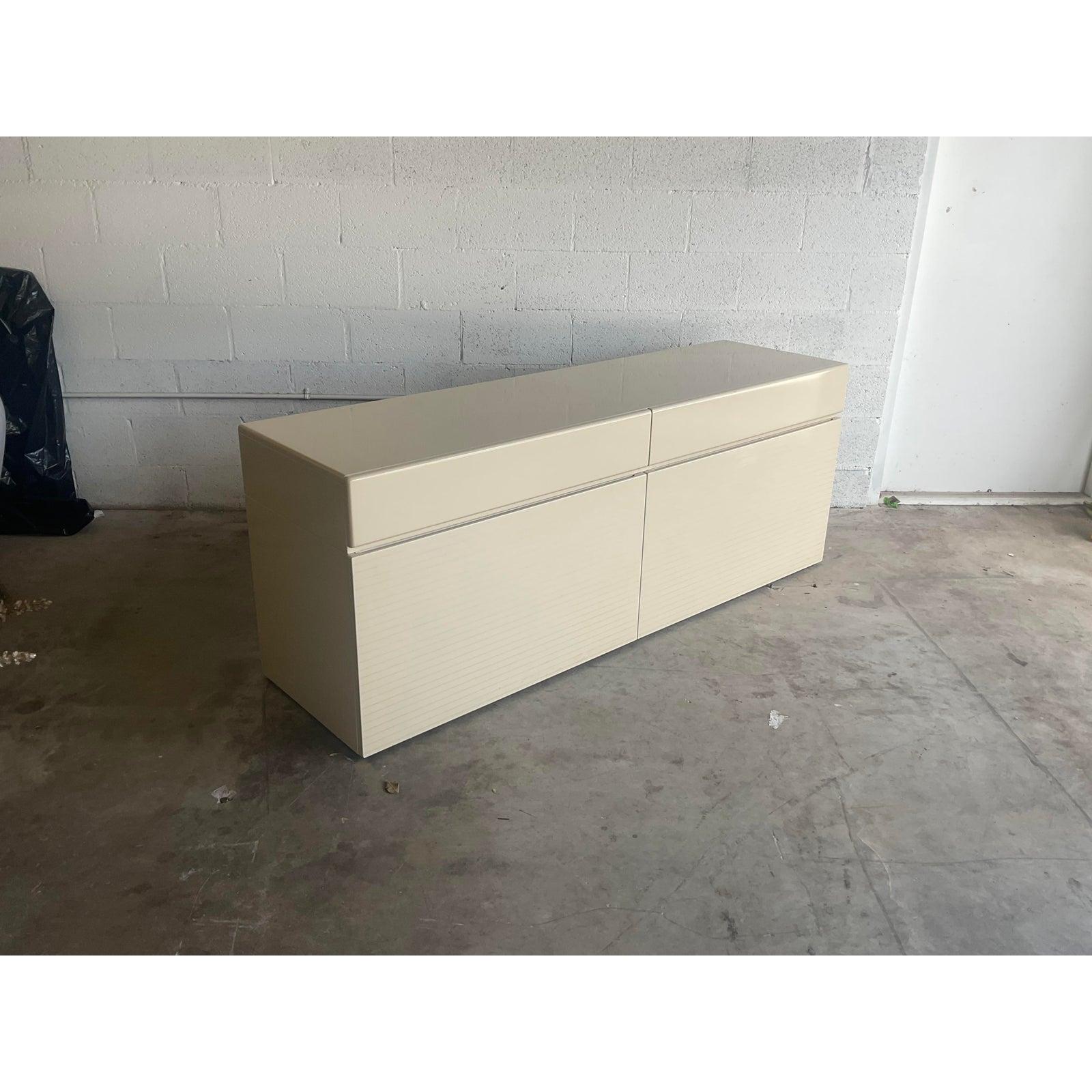 Vintage Rougier High Gloss Lacquered Stripe Credenza In Good Condition In west palm beach, FL